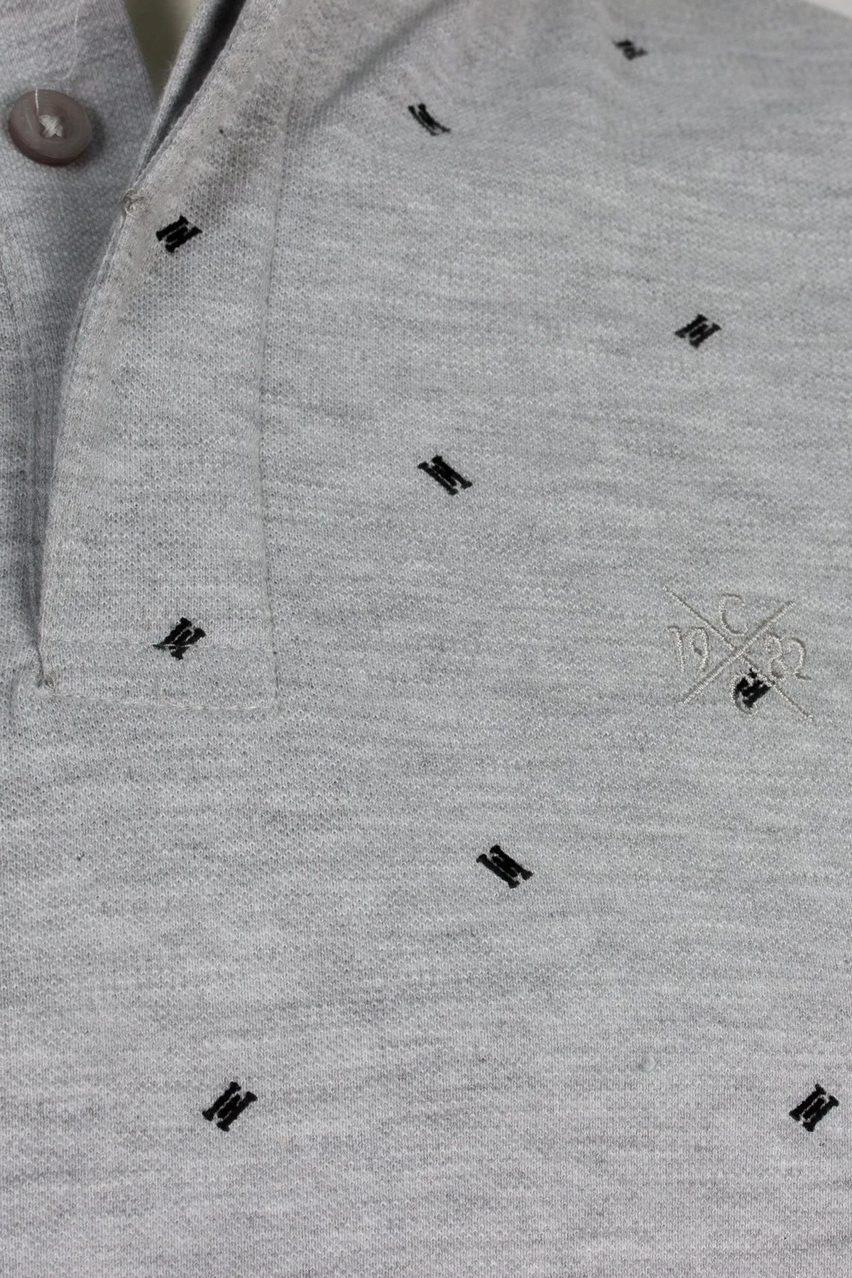 Polo microfantasia con collo alla coreana