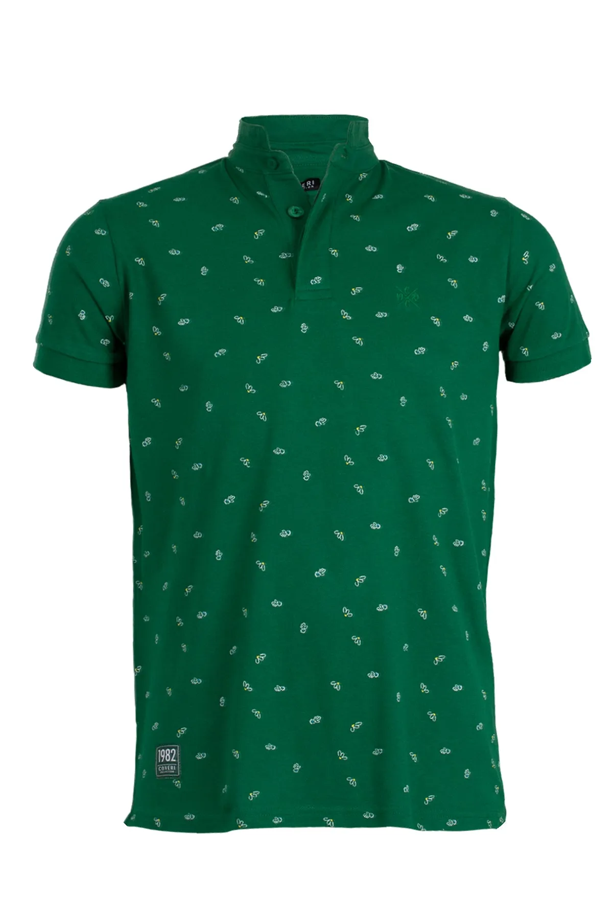 Polo microfantasia con collo alla coreana