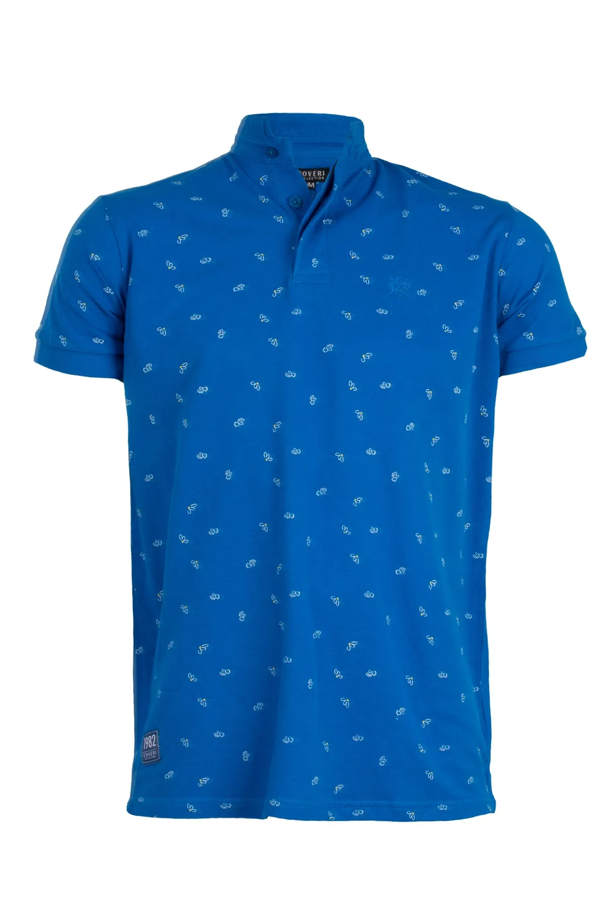 Polo microfantasia con collo alla coreana