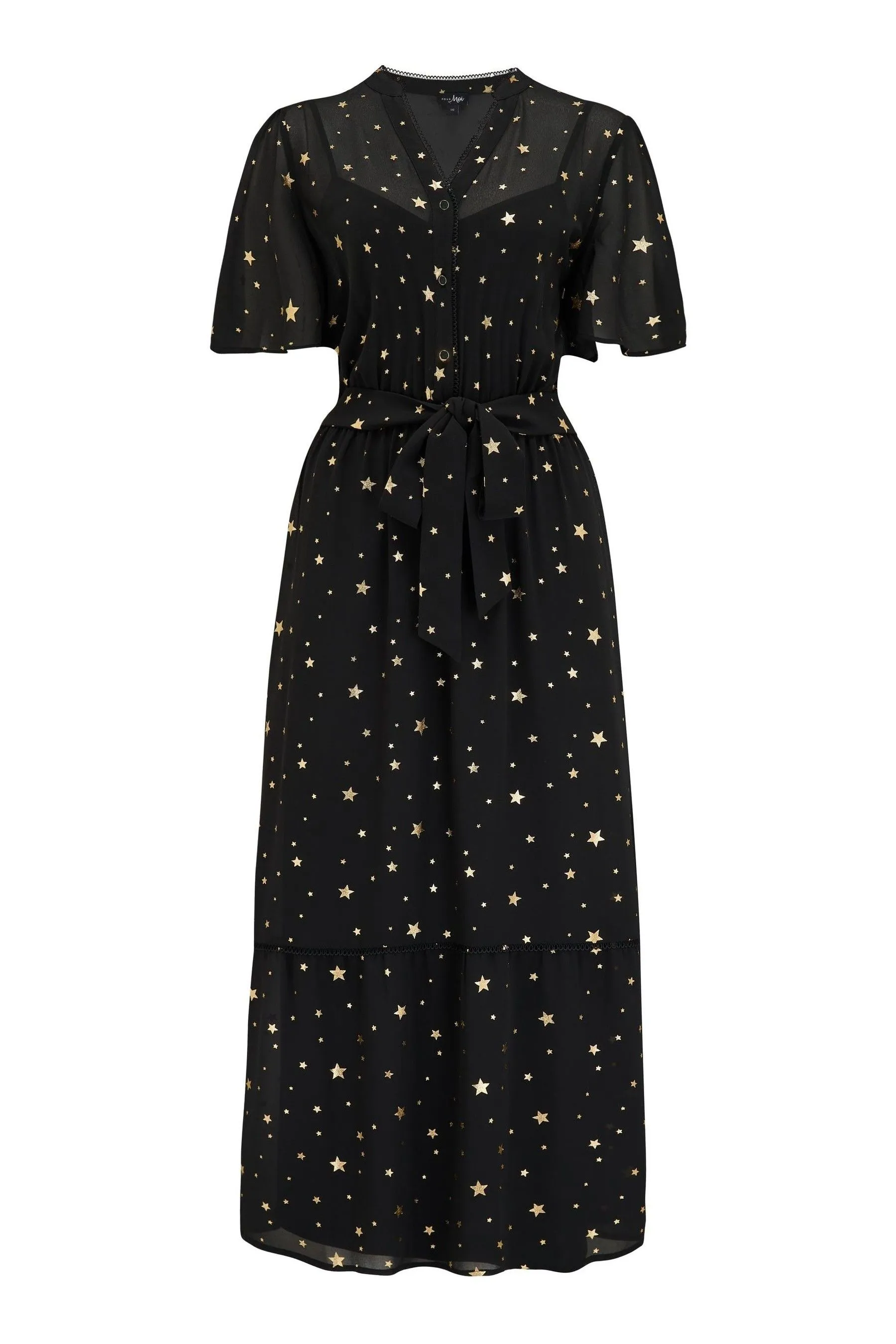 Pour Moi Florence - Abito midi in chiffon con arricciature e stelle