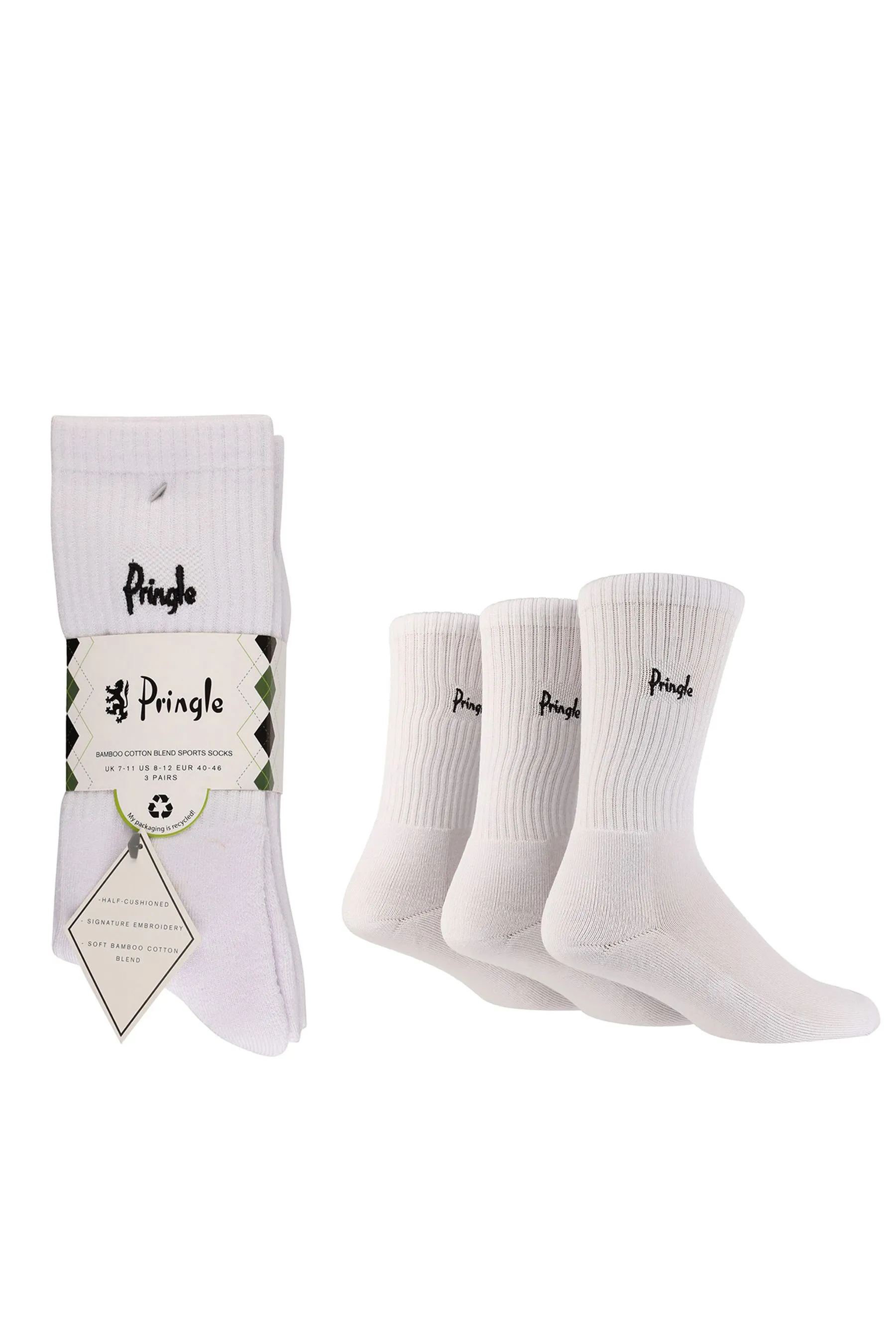 Pringle Cushioned Sole Bamboo Sports Socks 3 Pack    