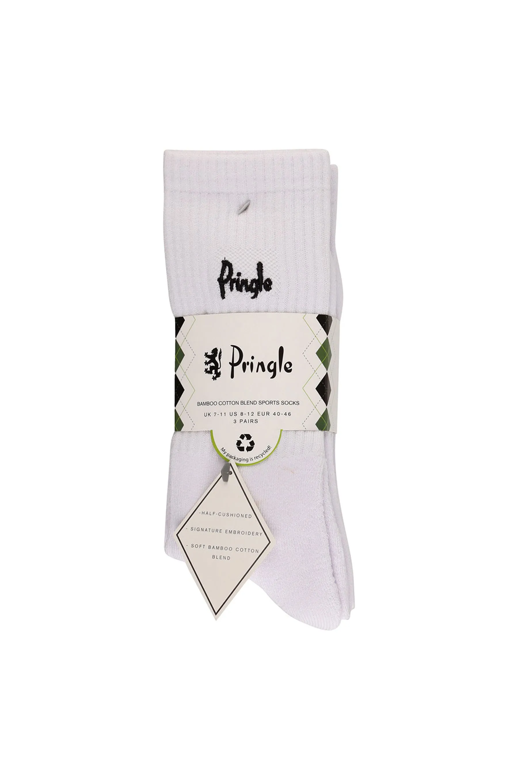 Pringle Cushioned Sole Bamboo Sports Socks 3 Pack    