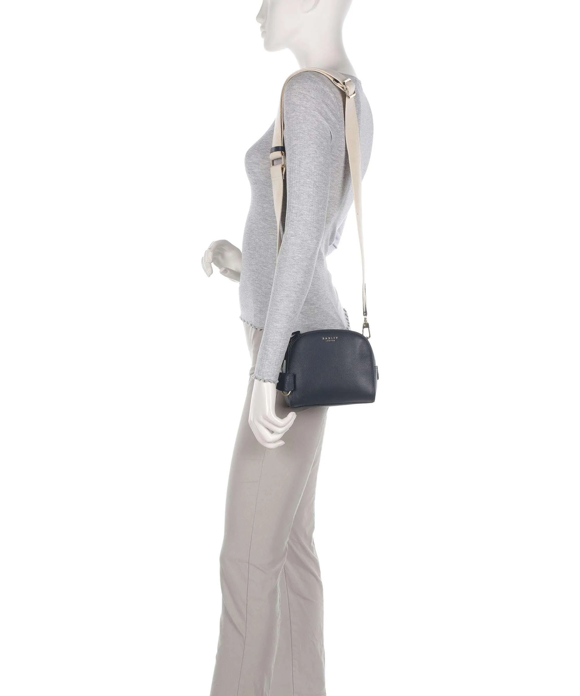  Radley London Arden Crescent Borsa a tracolla pelle di vacchetta grana blu scuro  