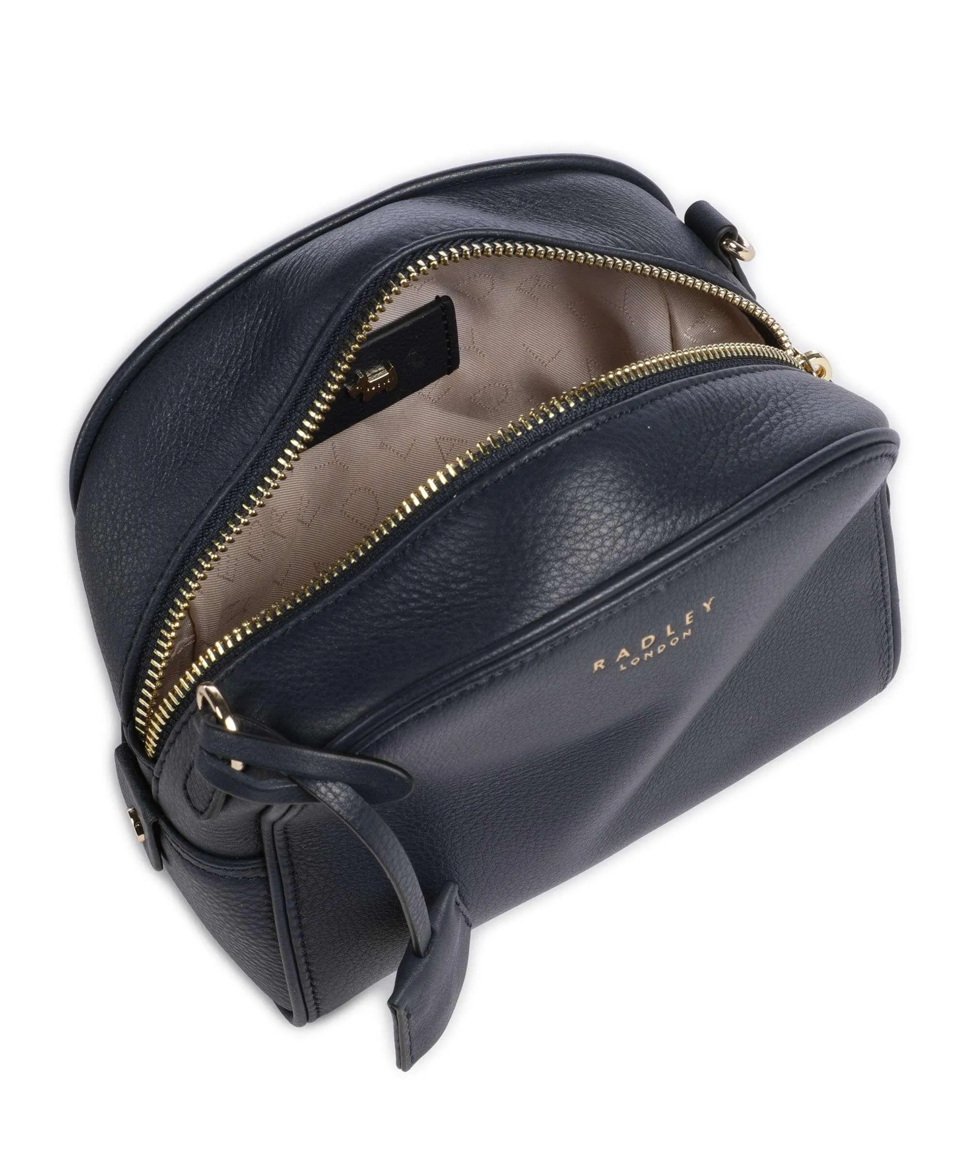  Radley London Arden Crescent Borsa a tracolla pelle di vacchetta grana blu scuro  