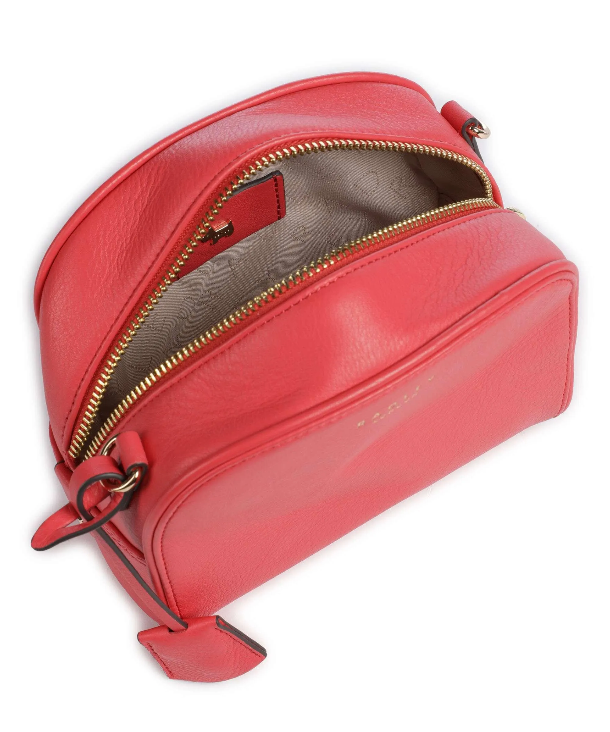  Radley London Arden Crescent Borsa a tracolla pelle di vacchetta grana luce rossa  