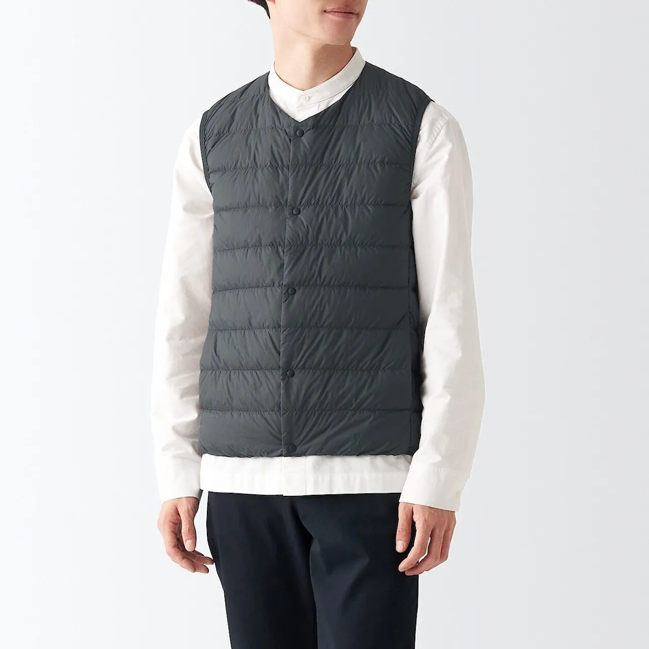 Recycled Nylon Lightweight Collarless Down Gilet