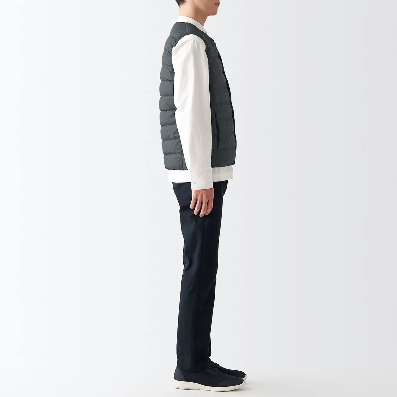 Recycled Nylon Lightweight Collarless Down Gilet