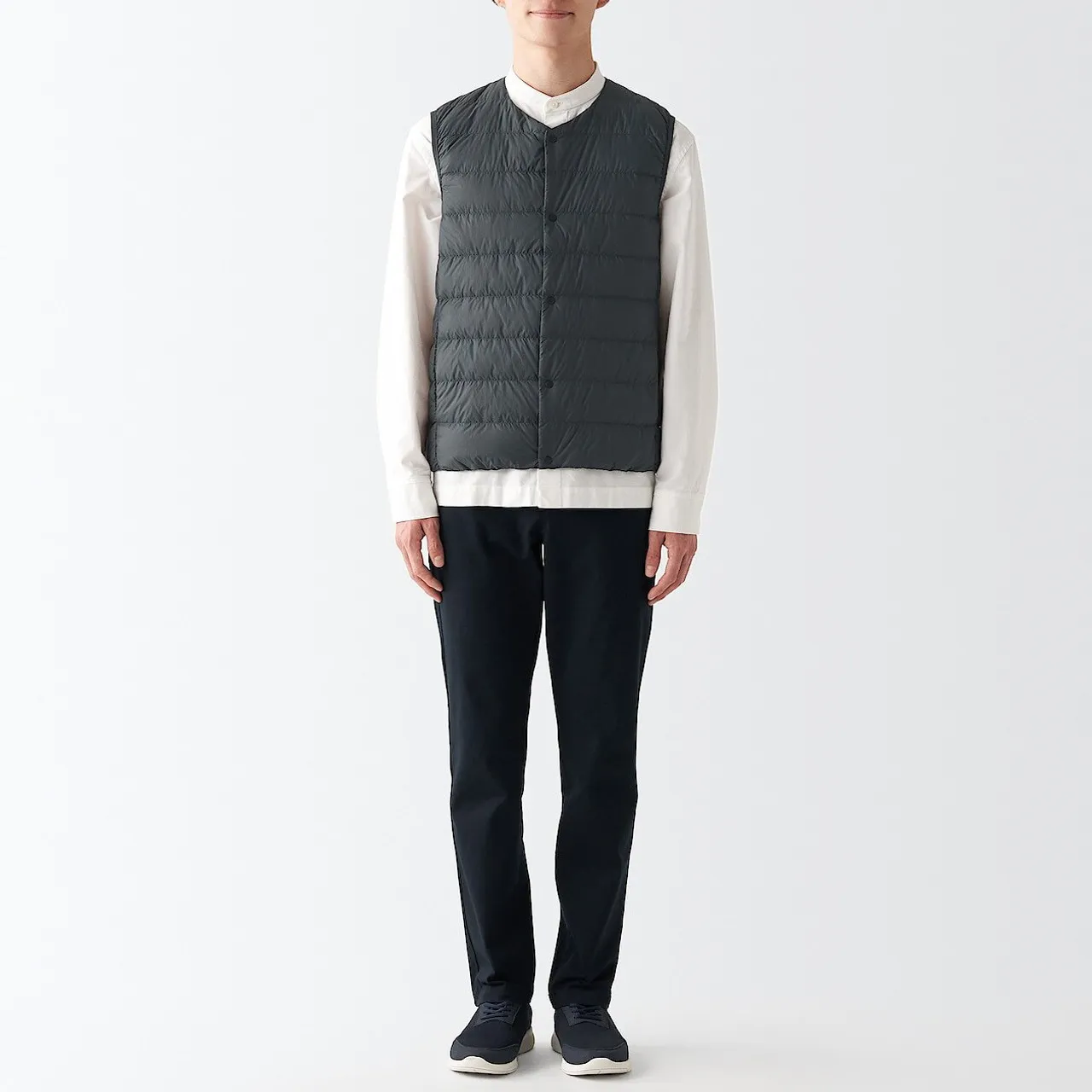 Recycled Nylon Lightweight Collarless Down Gilet