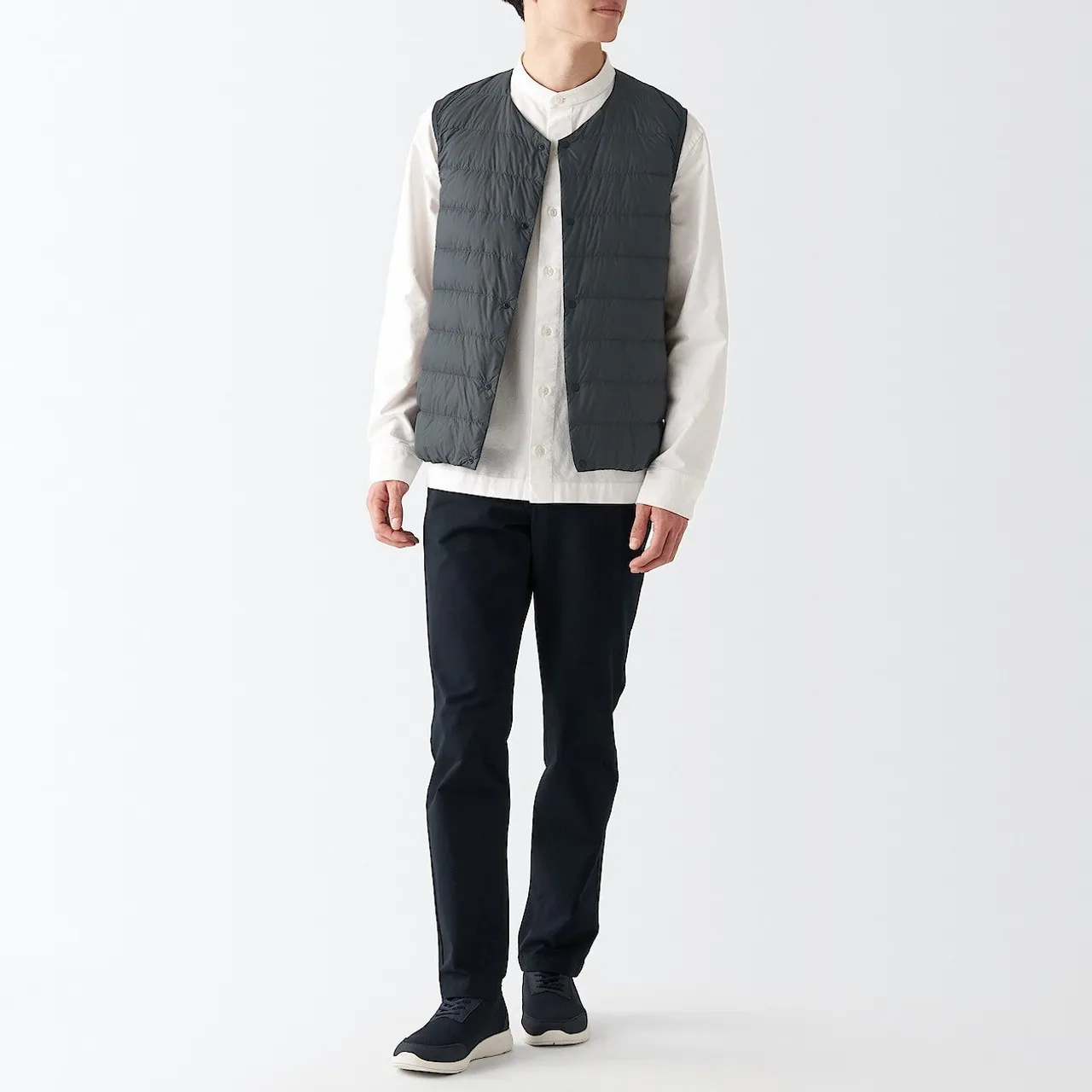 Recycled Nylon Lightweight Collarless Down Gilet