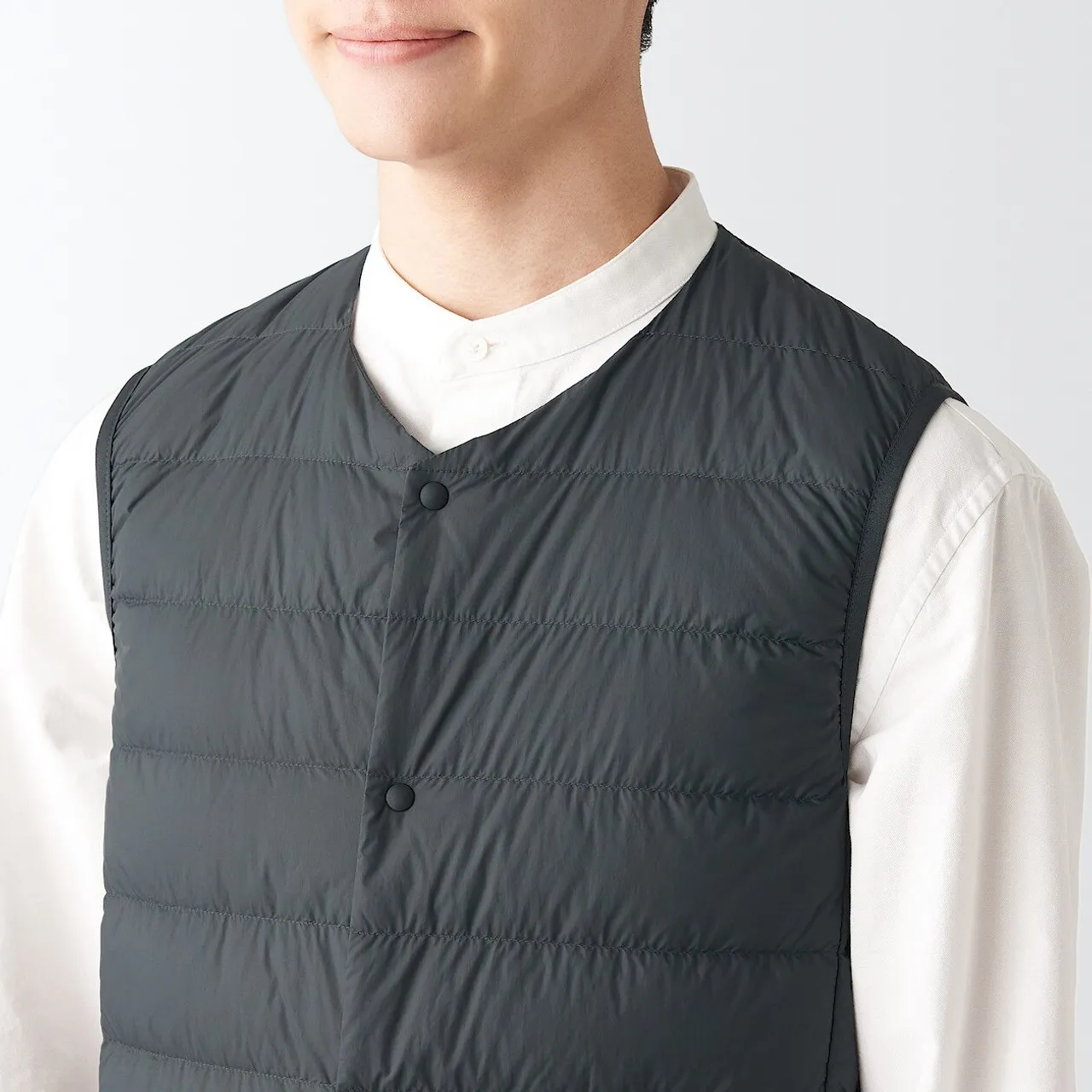Recycled Nylon Lightweight Collarless Down Gilet