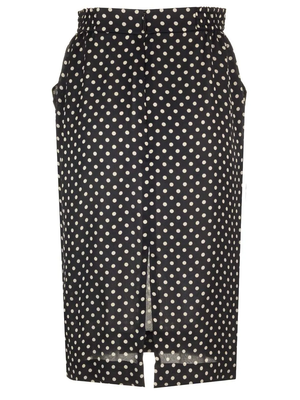   Saint Laurent  Gonna midi in Charmeuse di seta a pois  