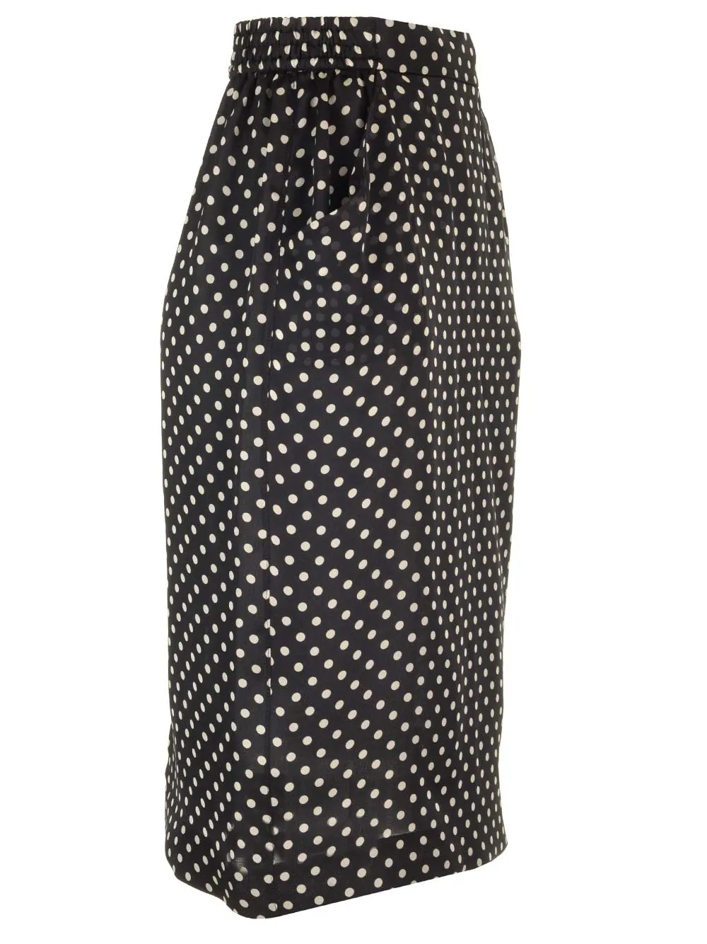   Saint Laurent  Gonna midi in Charmeuse di seta a pois  