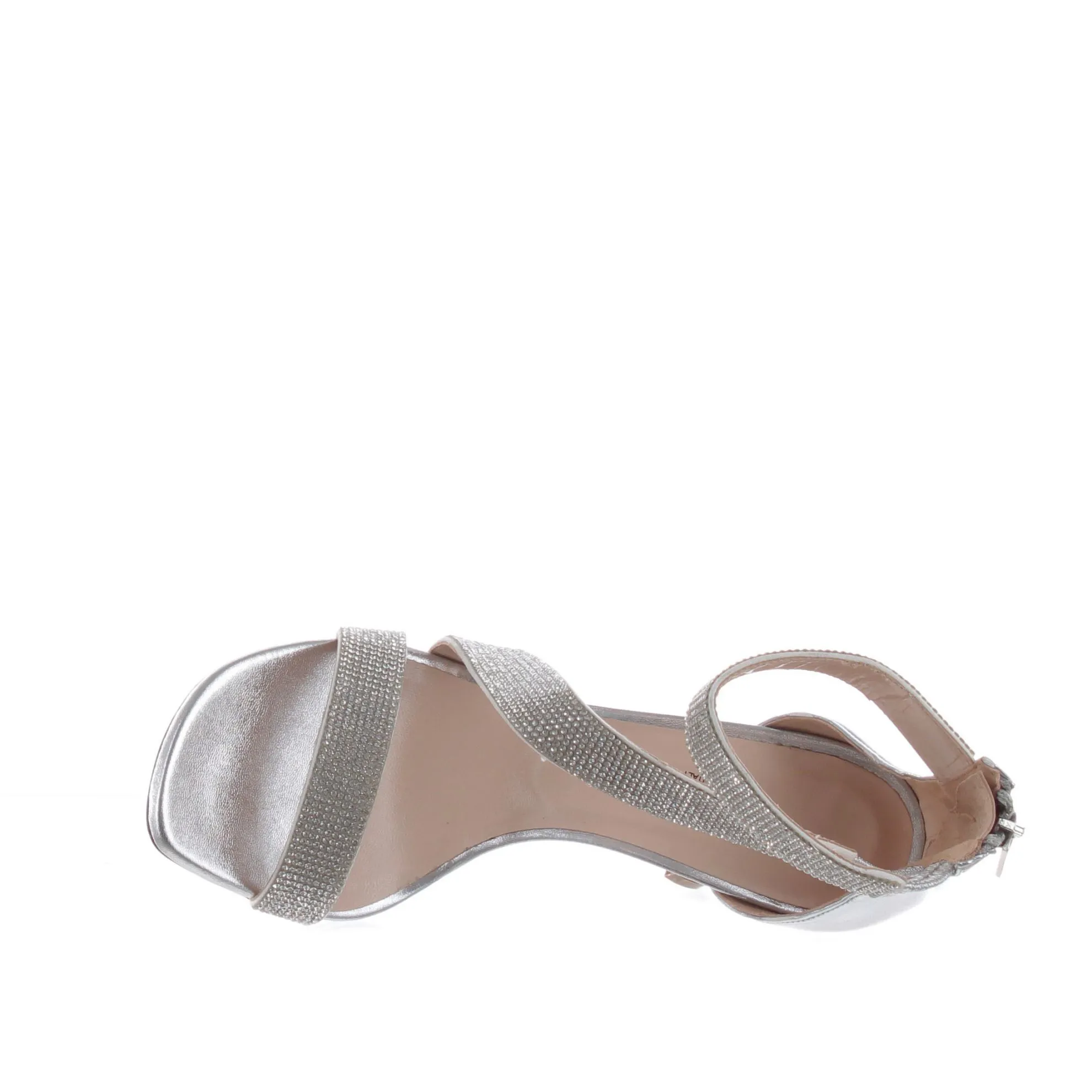 Sandalo in pelle metal e strass
