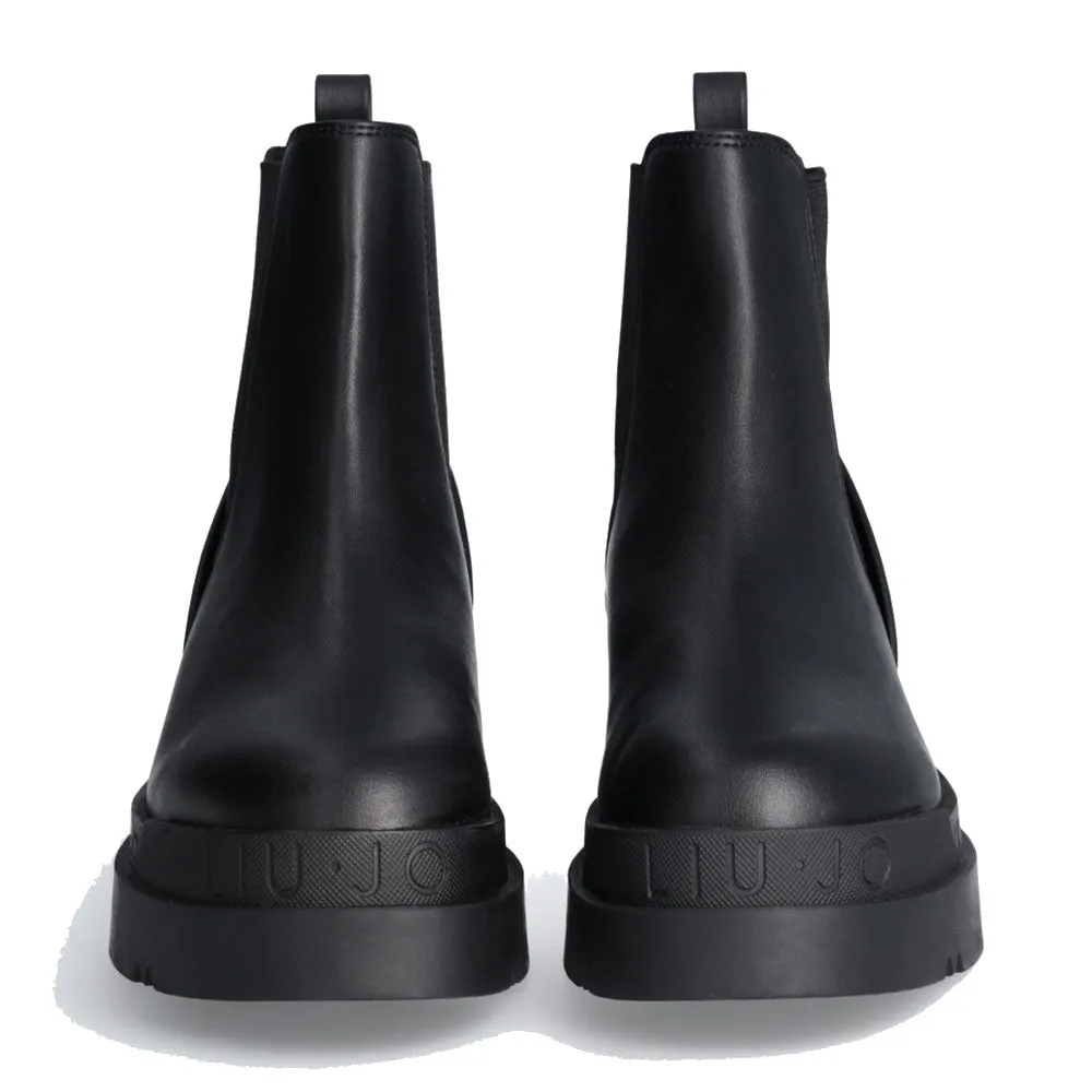 Scarpe Donna LIU JO Love 45 Stivaletti Beatles Neri con Maxi Logo