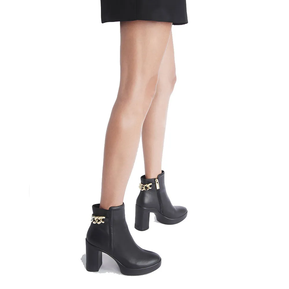 Scarpe Donna LIU JO Now 37 Stivaletti con Tacco in Pelle Nera con Catena
