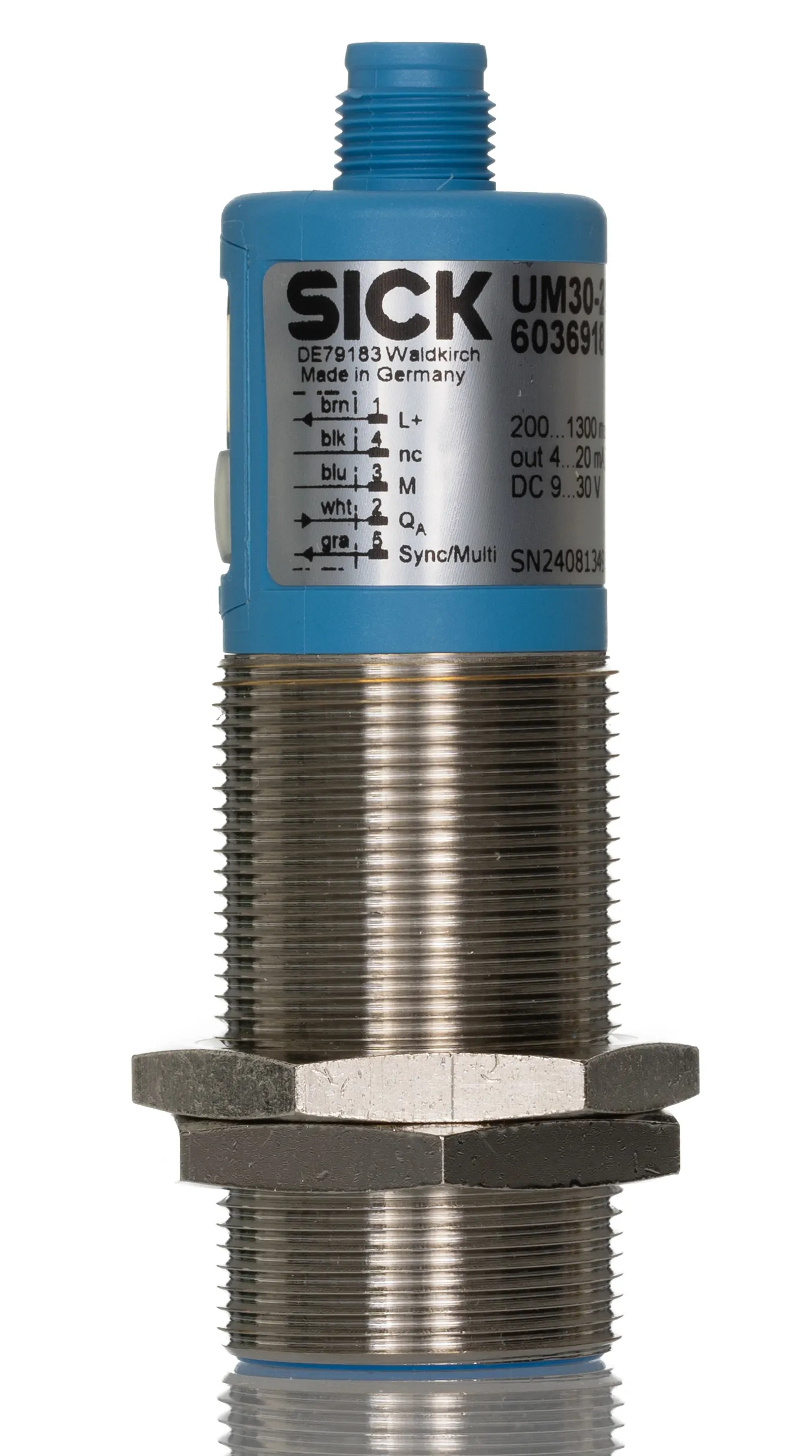 Sensore di prossimità Cilindro filettato SICK, M30, rilevamento 2 m, 9 → 30 V c.c.
