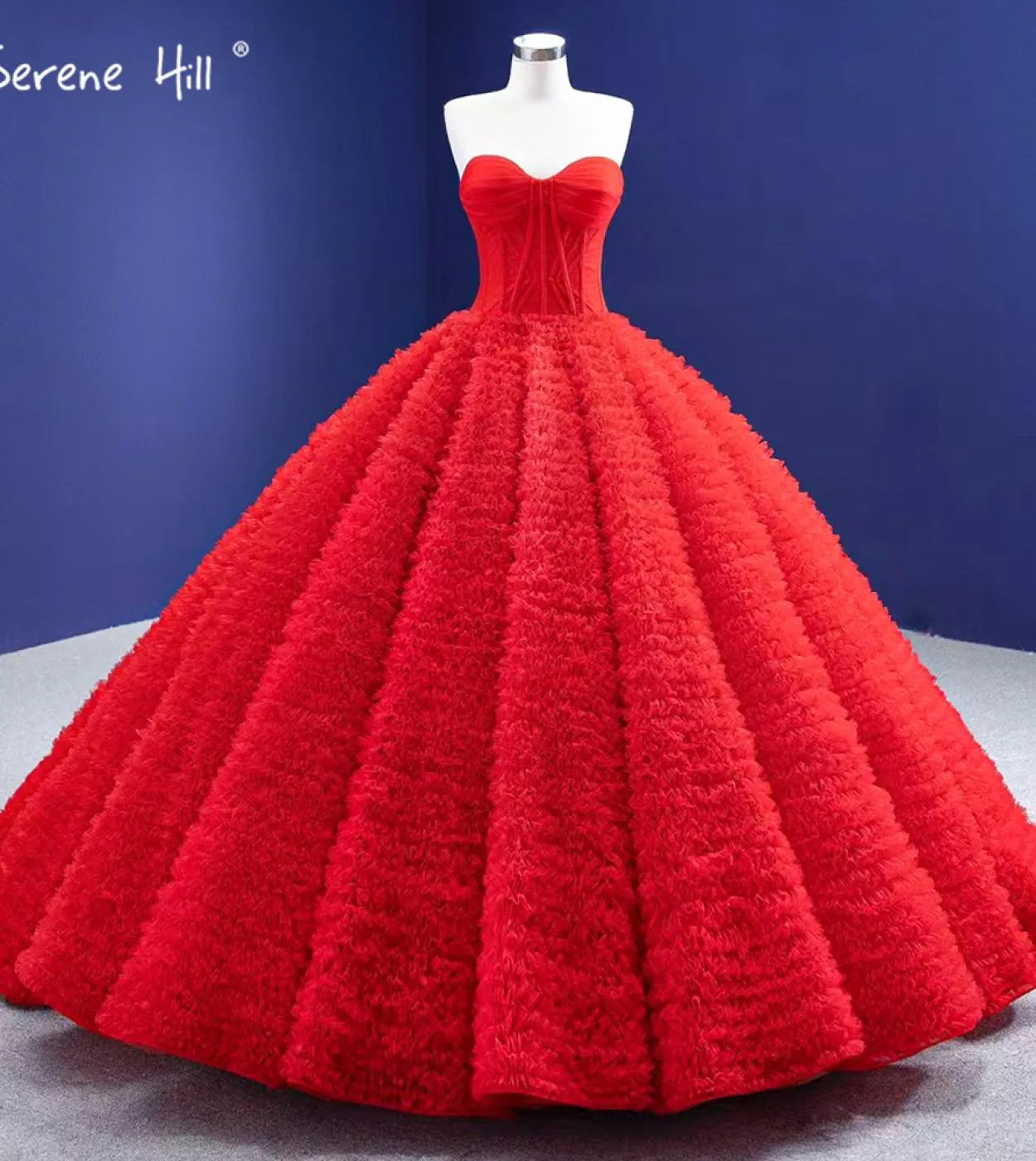Serene Hill Red Ruffles Abiti da sposa di fascia alta Abiti da sposa semplici con lacci Hm67301 Abiti da sposa su misura