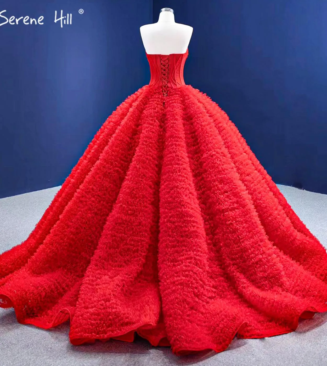 Serene Hill Red Ruffles Abiti da sposa di fascia alta Abiti da sposa semplici con lacci Hm67301 Abiti da sposa su misura