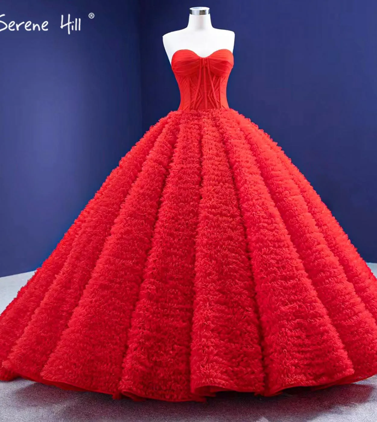 Serene Hill Red Ruffles Abiti da sposa di fascia alta Abiti da sposa semplici con lacci Hm67301 Abiti da sposa su misura