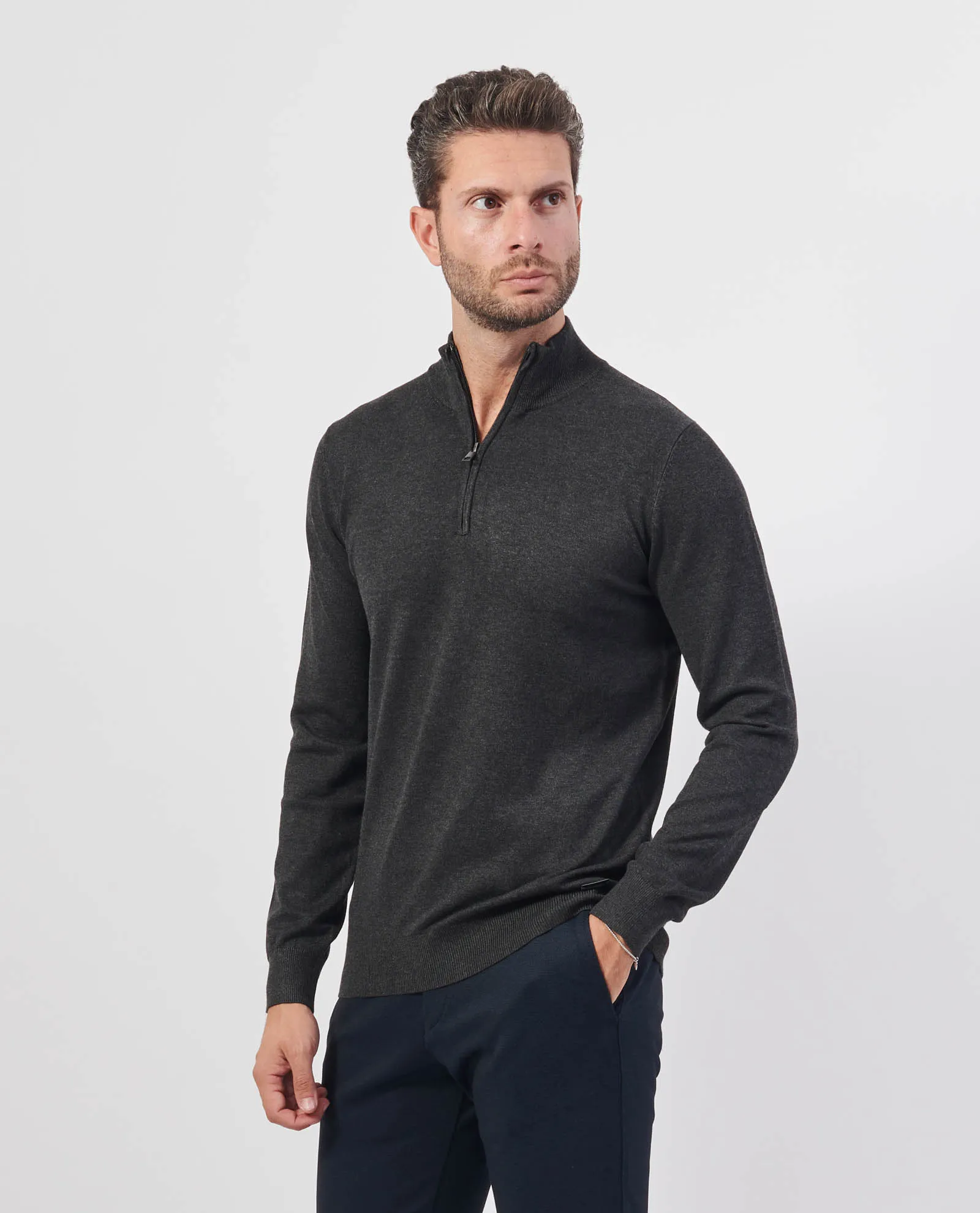 SETTE/MEZZO      Maglione uomo Settemezzo con mezza zip