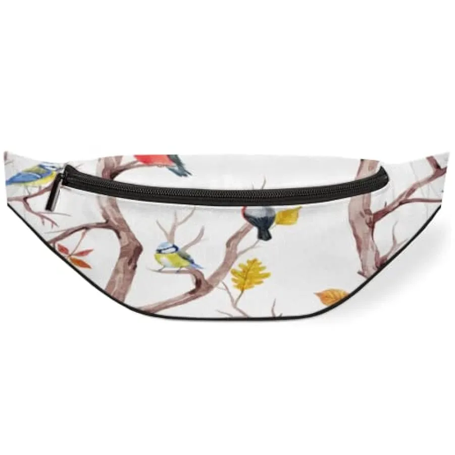 Simpatici uccelli animali Marsupio per donne uomini, pittura ad acquerello Sport Marsupio Marsupio leggero, borsa da cintura reg