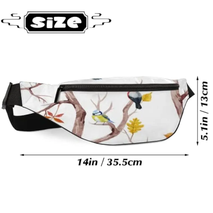 Simpatici uccelli animali Marsupio per donne uomini, pittura ad acquerello Sport Marsupio Marsupio leggero, borsa da cintura reg