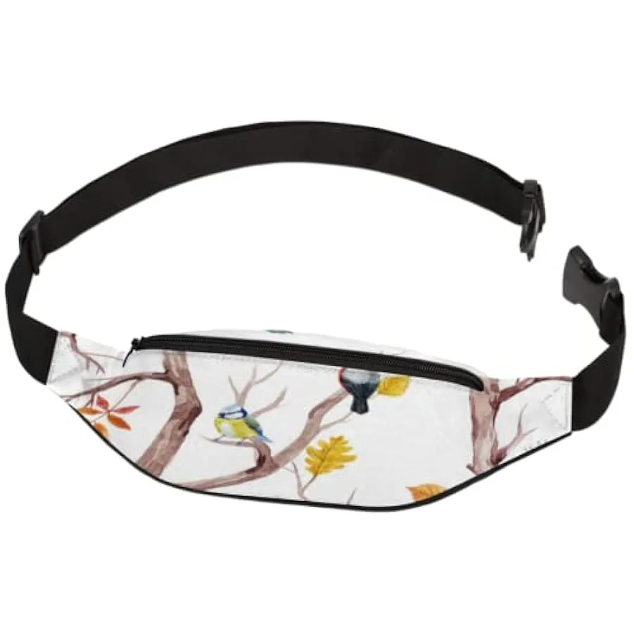 Simpatici uccelli animali Marsupio per donne uomini, pittura ad acquerello Sport Marsupio Marsupio leggero, borsa da cintura reg