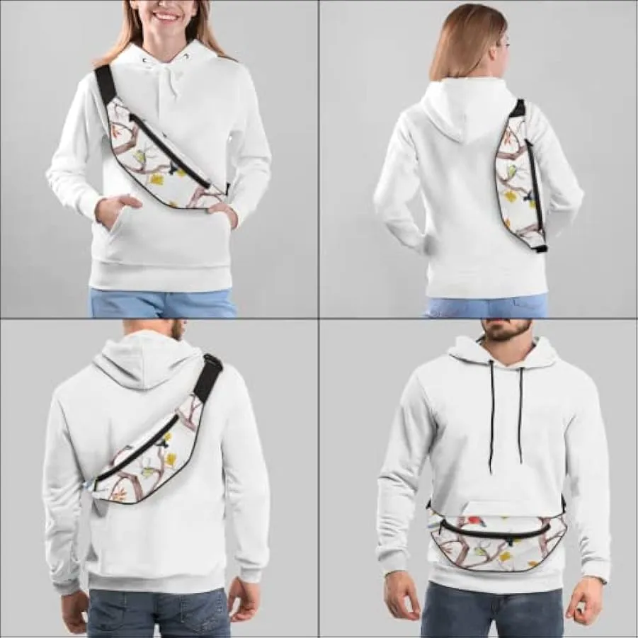 Simpatici uccelli animali Marsupio per donne uomini, pittura ad acquerello Sport Marsupio Marsupio leggero, borsa da cintura reg