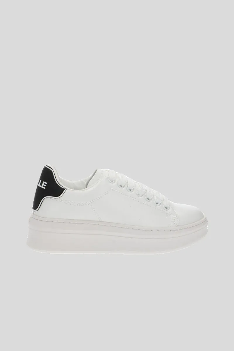 Sneakers Addict Con Patch Alta - Bianco Nero