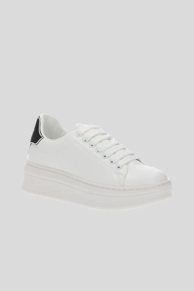 Sneakers Addict Con Patch Alta - Bianco Nero