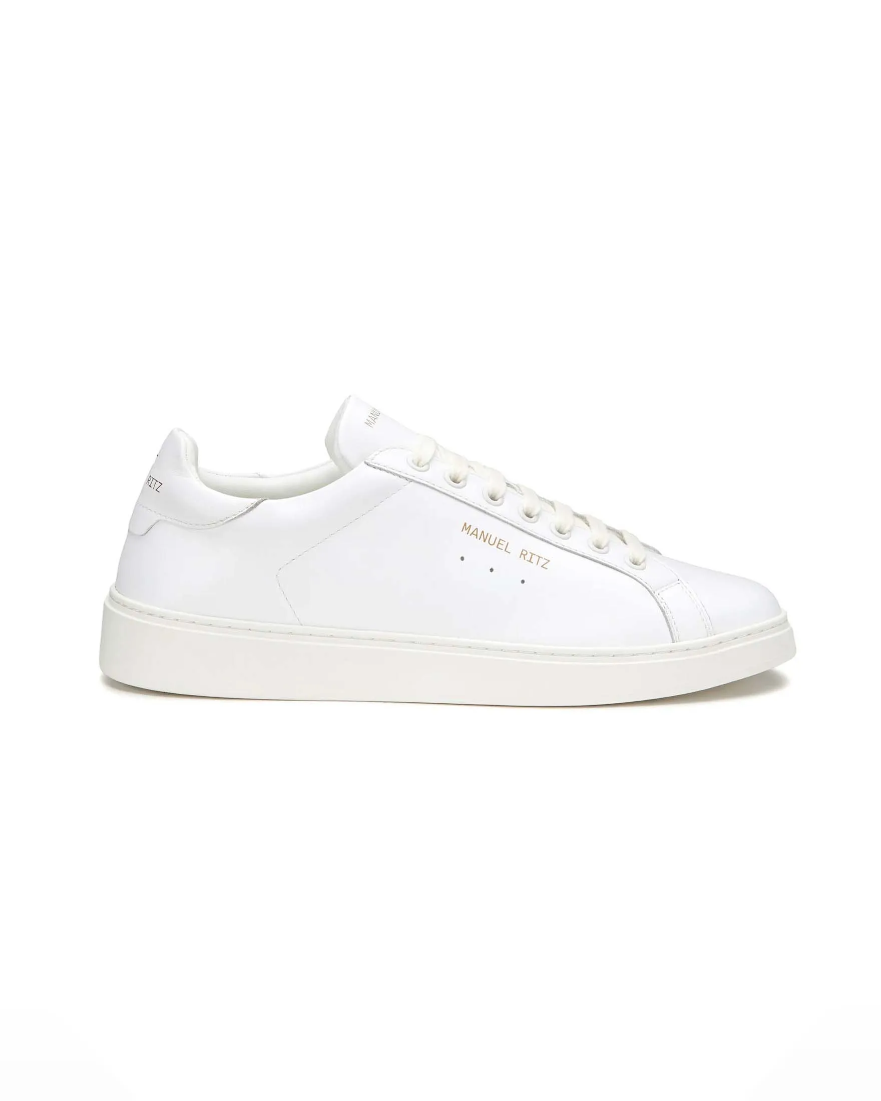 Sneakers bianca in pelle con logo scritta a lato