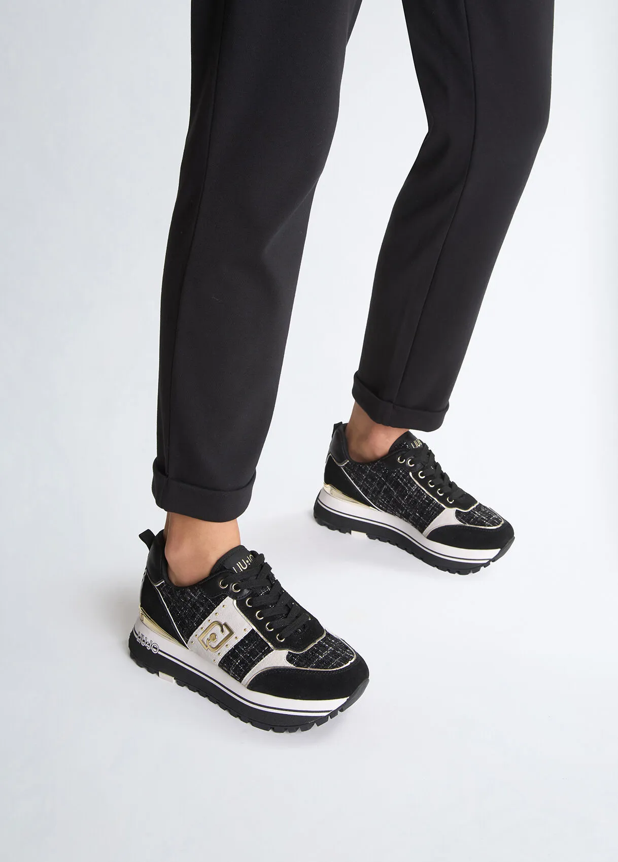 Sneakers platform in tweed