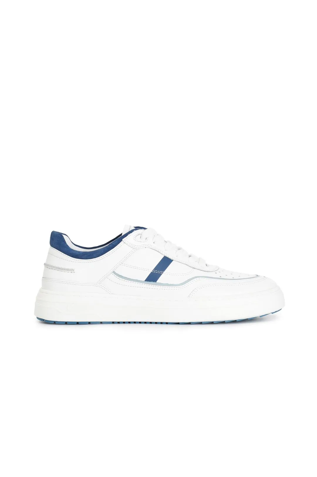 sneakers uomo in pelle bianco/celeste