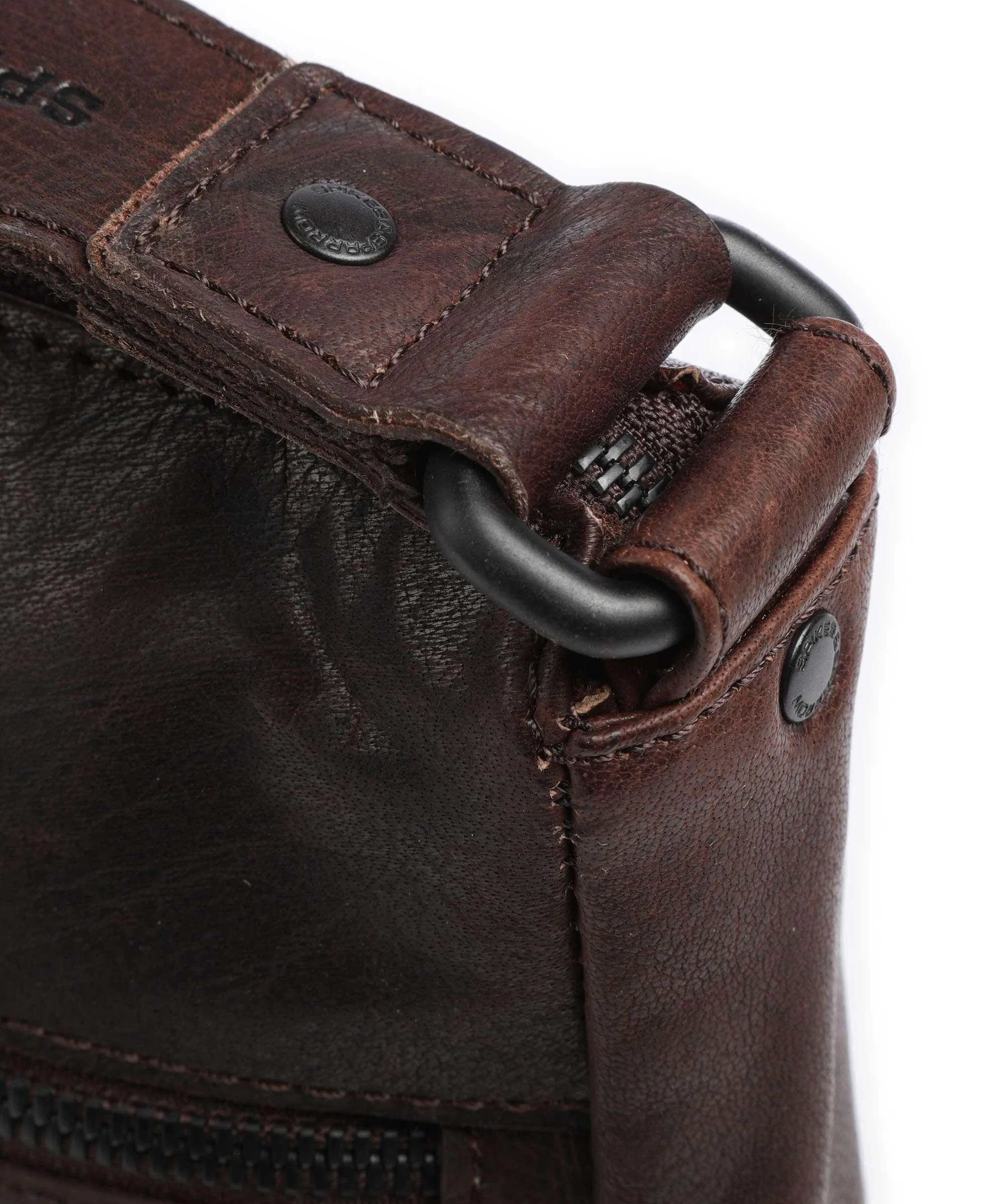  Spikes & Sparrow Bronco Borsa a spalla pelle a grana fine marrone scuro  