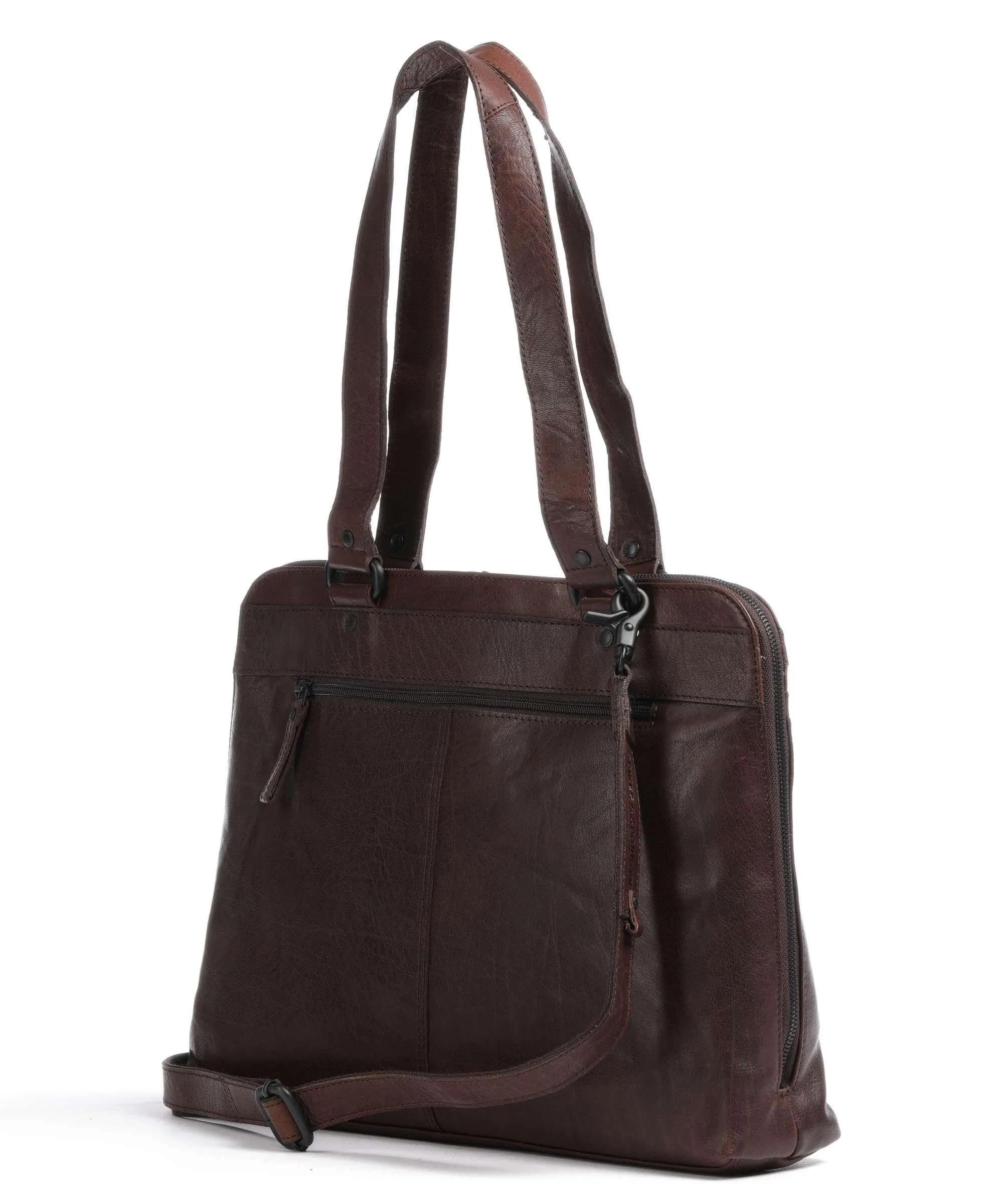  Spikes & Sparrow Bronco Borsa shopper 15″ pelle a grana fine marrone scuro  