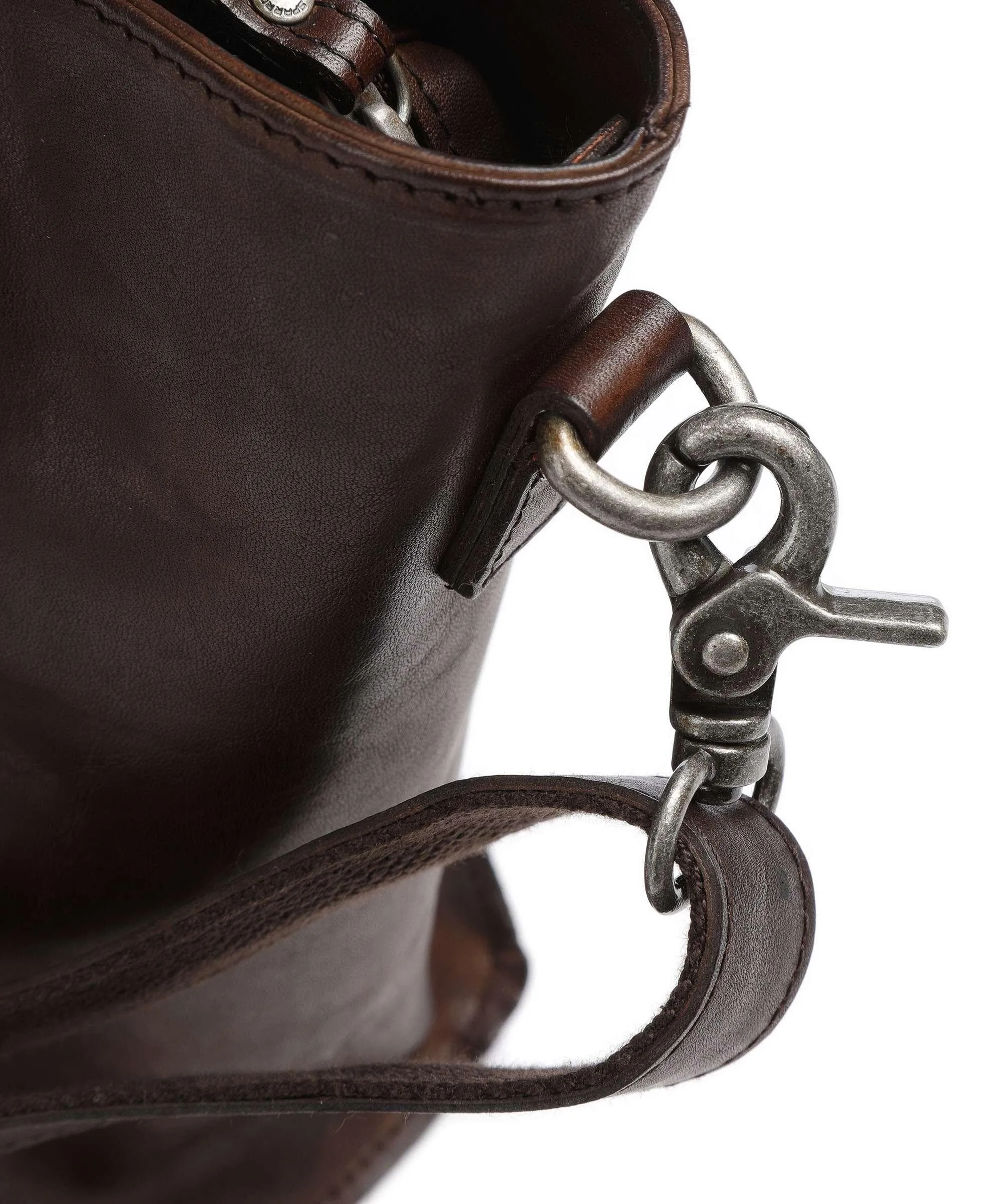  Spikes & Sparrow Mustang Borsa shopper pelle a grana fine marrone scuro  