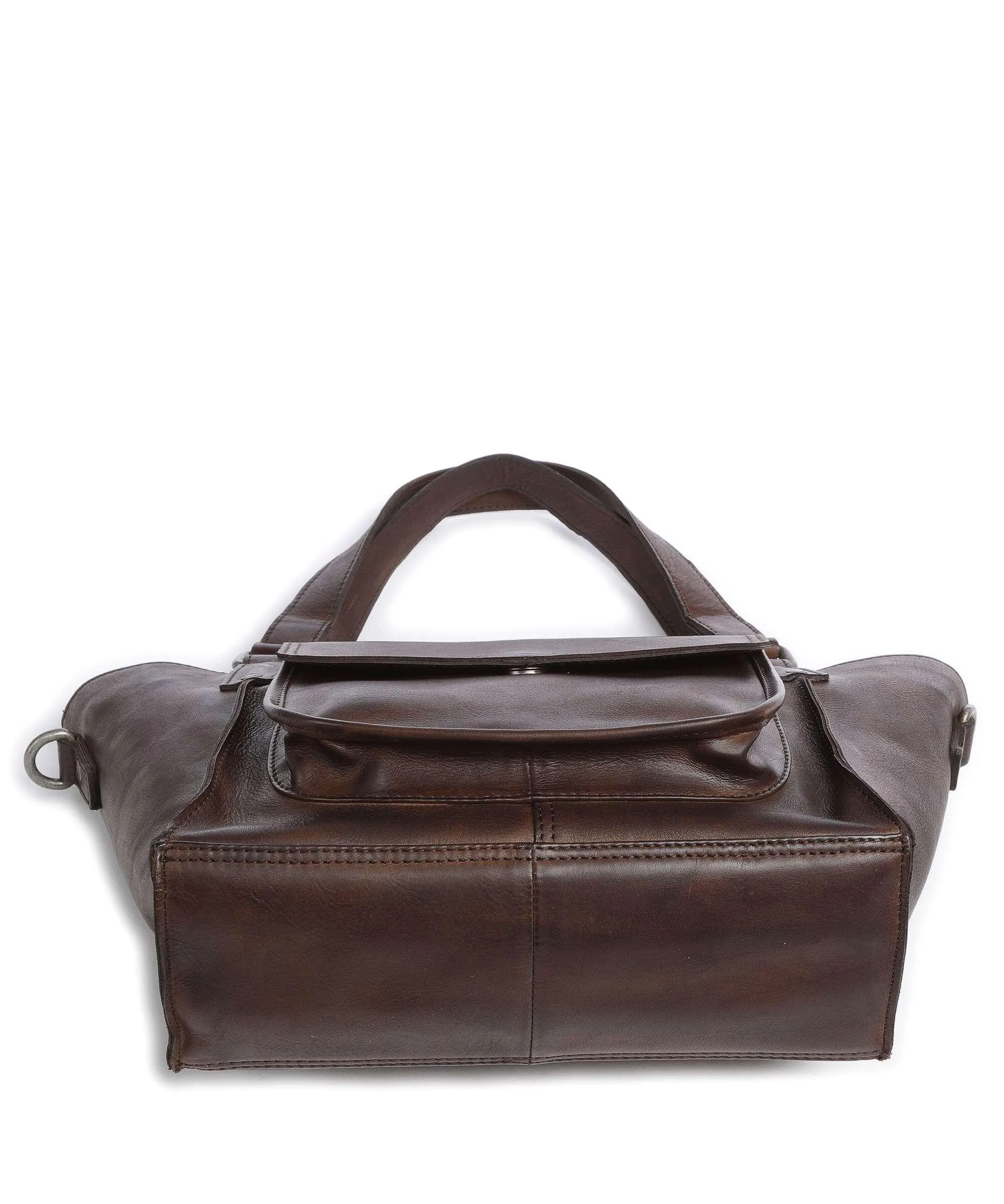  Spikes & Sparrow Mustang Borsa shopper pelle a grana fine marrone scuro  