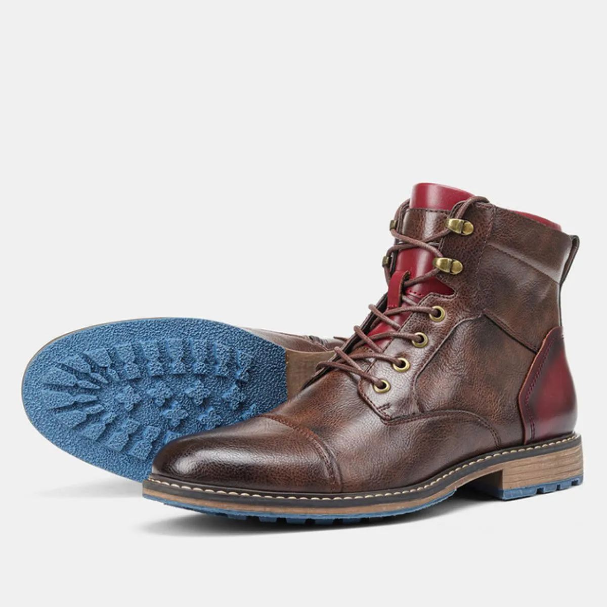 Stivaletti classici da uomo in pelle retrò Stivaletti alla moda da uomo Stivaletti stringati da uomo Scarpe alte