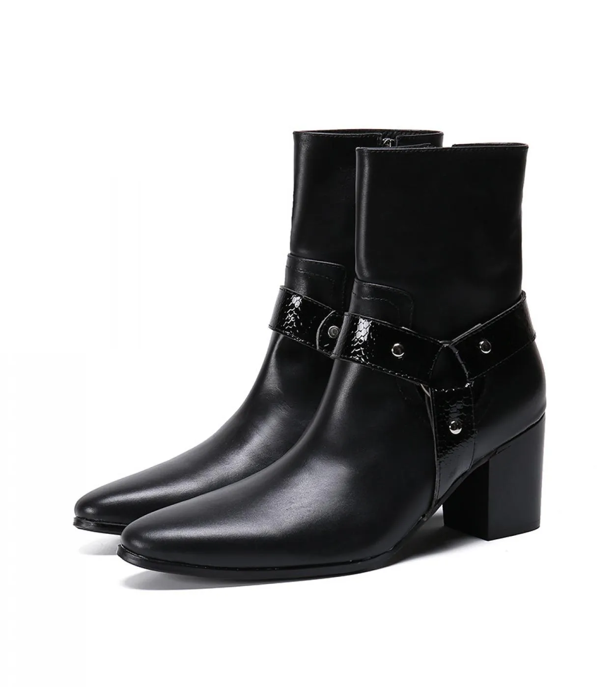 Stivaletti con tacco alto da uomo Scarpe con tacco alto da uomo Stivaletti Chelsea Stivaletti Chelsea da uomo