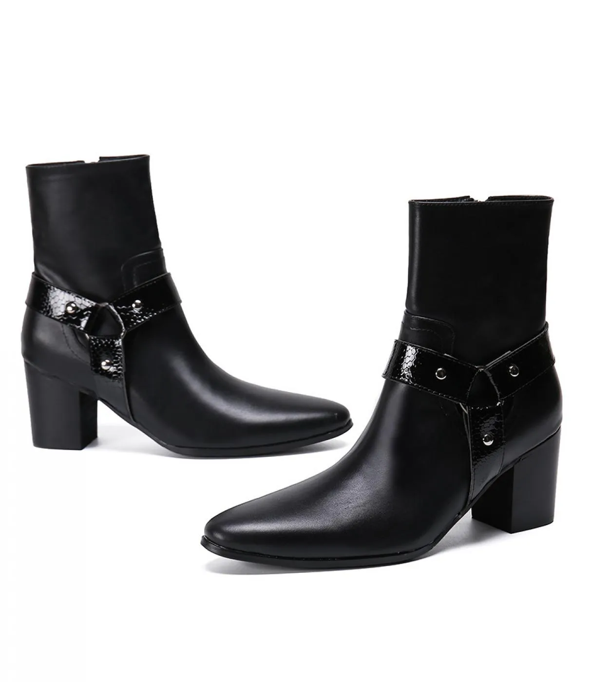 Stivaletti con tacco alto da uomo Scarpe con tacco alto da uomo Stivaletti Chelsea Stivaletti Chelsea da uomo