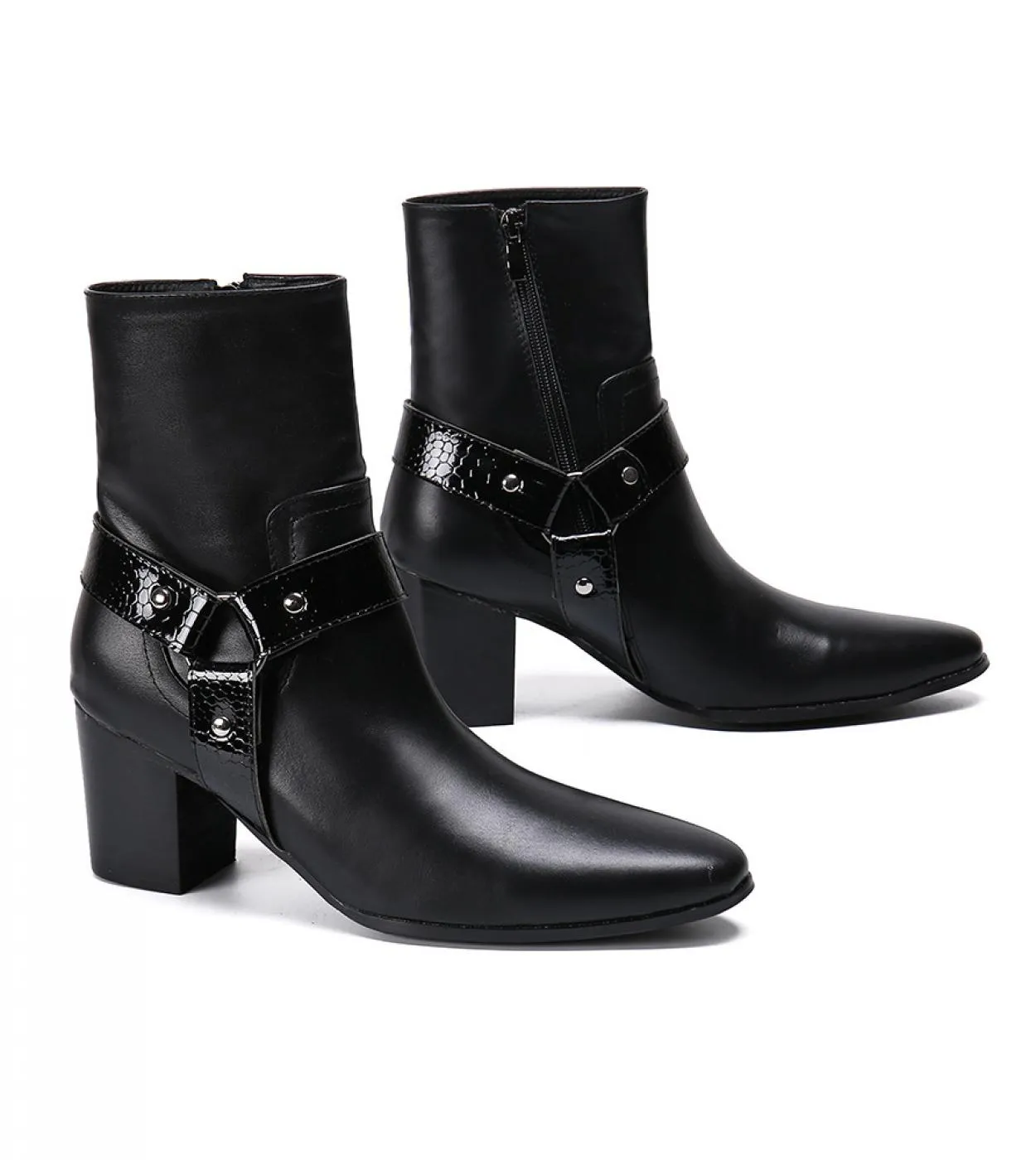 Stivaletti con tacco alto da uomo Scarpe con tacco alto da uomo Stivaletti Chelsea Stivaletti Chelsea da uomo