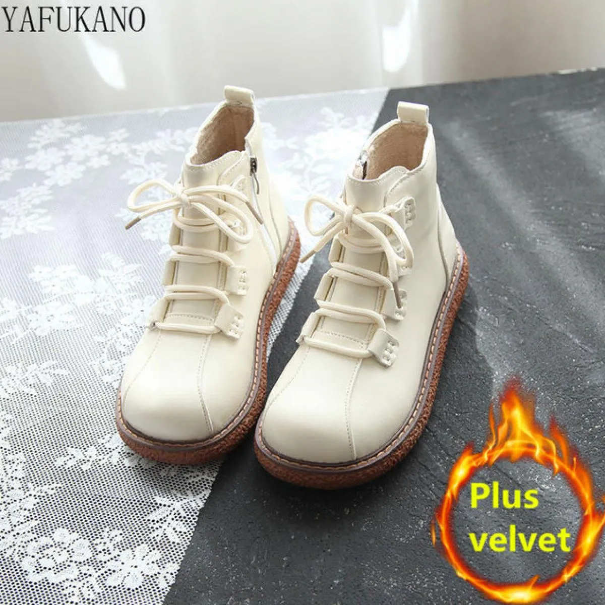 Stivaletti morbidi e carini per studentesse Stivaletti con fondo spesso stile college Mori Stivaletti invernali con testa grande