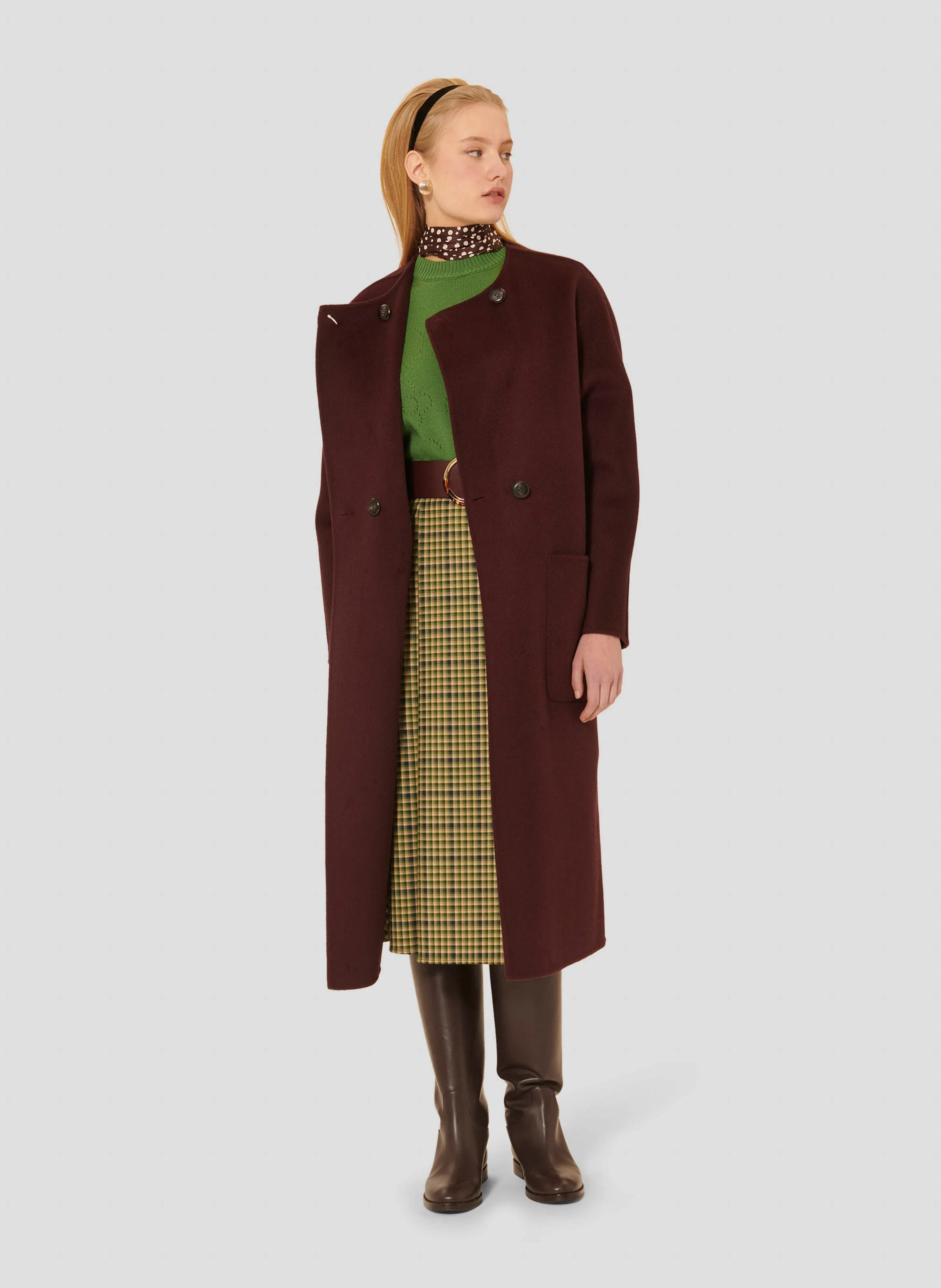  TARA JARMON   MARA - Cappotto ampio in lana | Viola