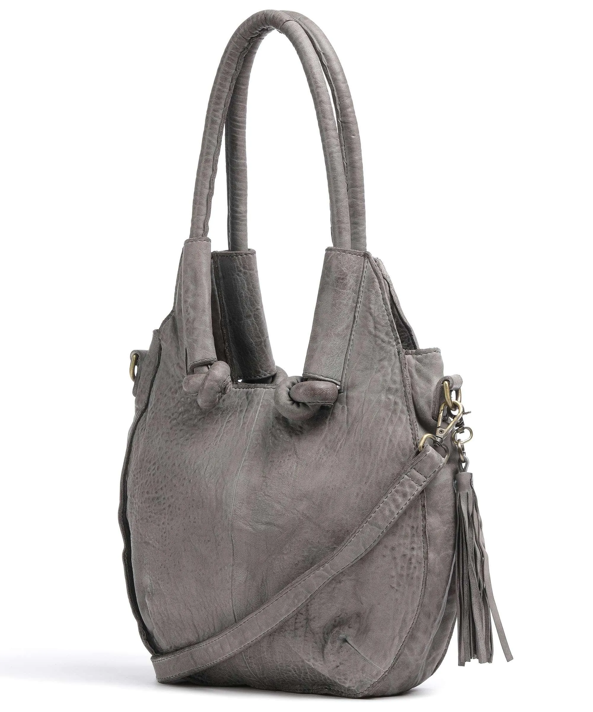  Taschendieb Wien Taborstraße 4 Borsa hobo pelle di vacchetta grana grigio  
