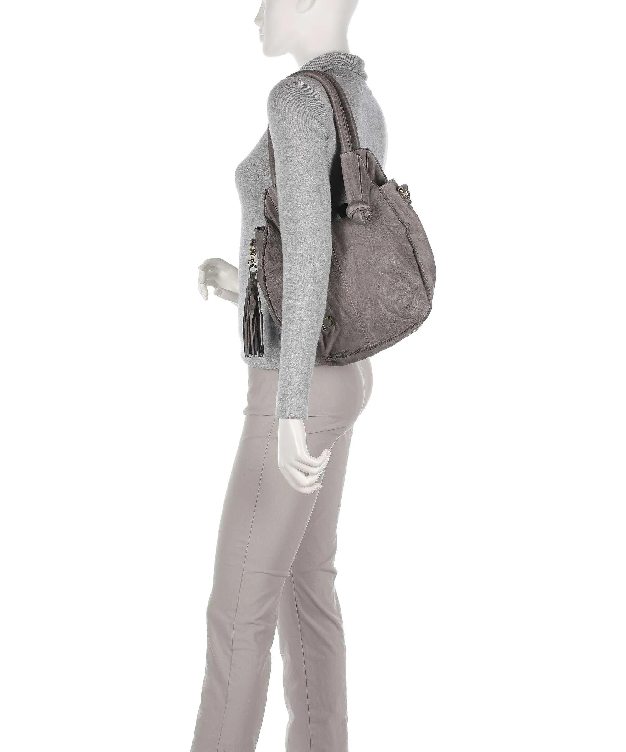  Taschendieb Wien Taborstraße 4 Borsa hobo pelle di vacchetta grana grigio  
