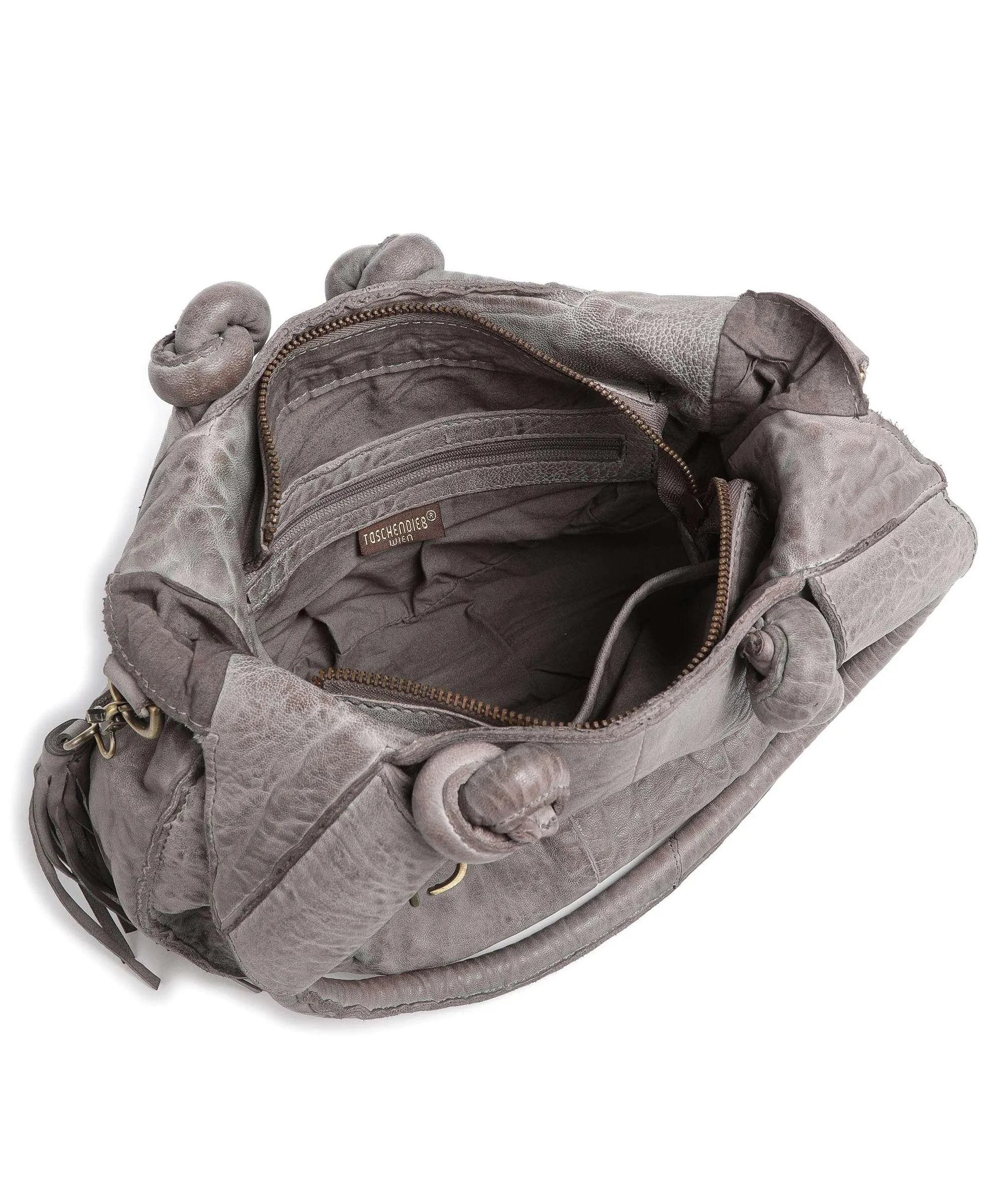  Taschendieb Wien Taborstraße 4 Borsa hobo pelle di vacchetta grana grigio  