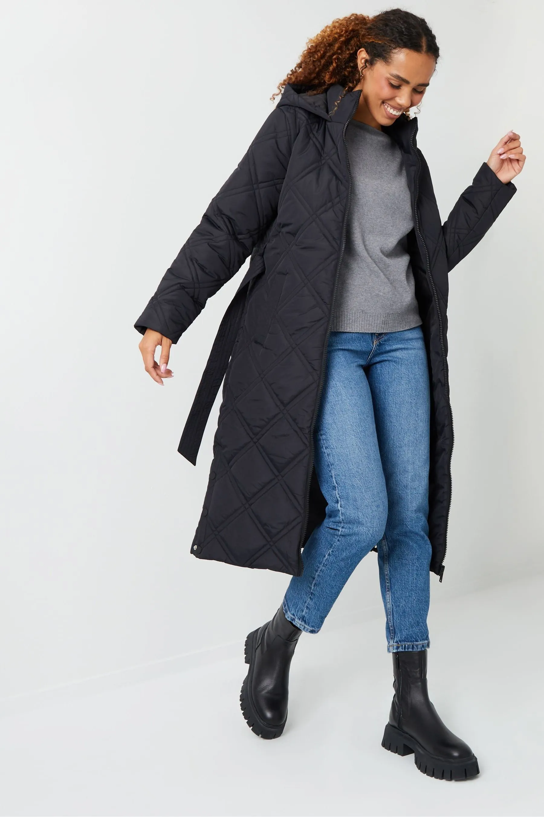 Threadbare Con cintura - Cappotto imbottito a rombi trapuntato