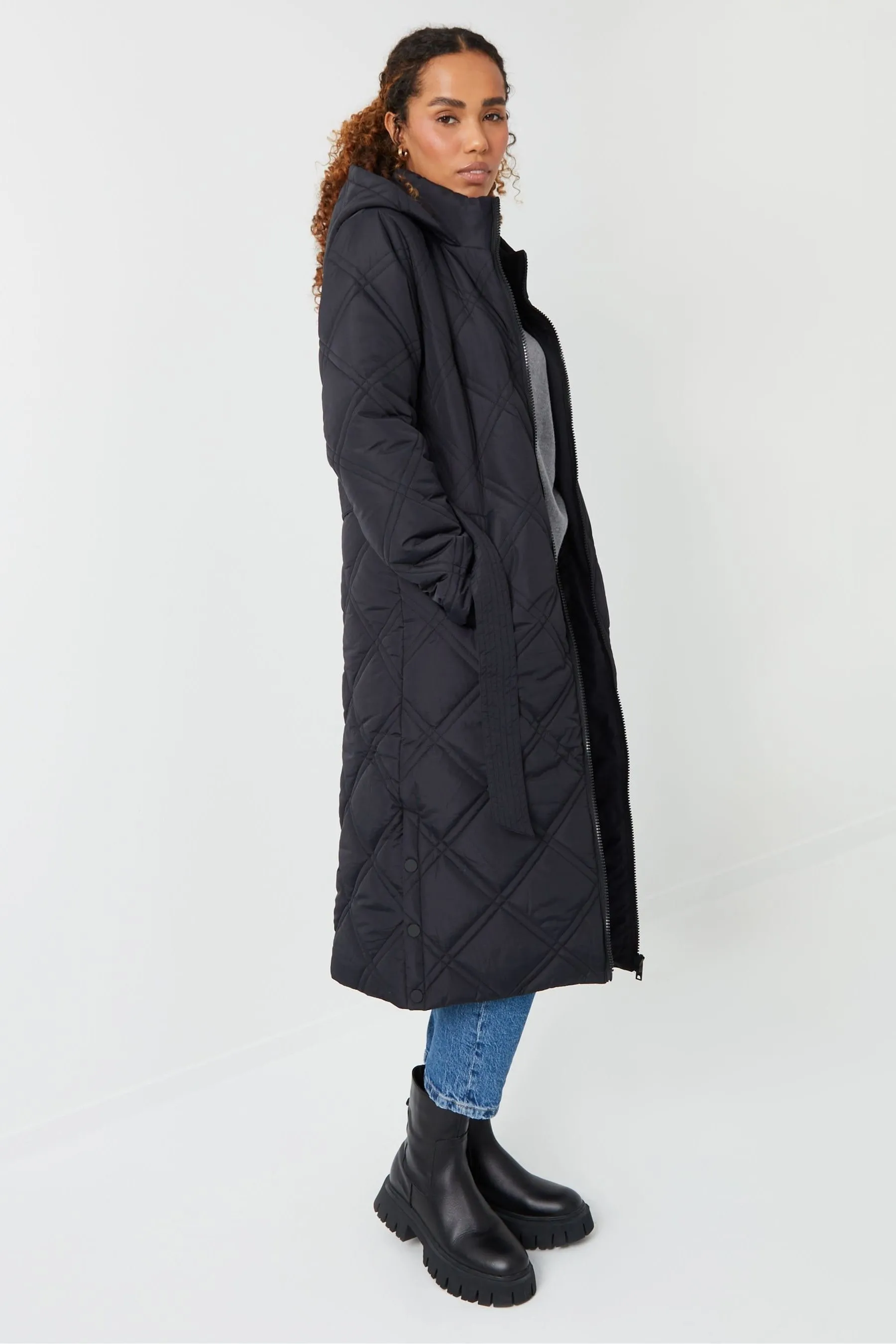 Threadbare Con cintura - Cappotto imbottito a rombi trapuntato