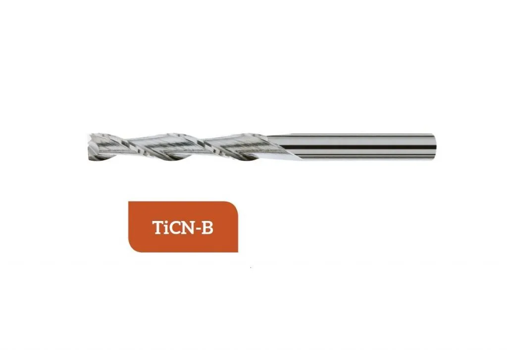 TM-3.2XL-0300C Fresa elicoidale metallo duro Ø3 a 2 taglienti LUNGA, taglio al centro con gambo cilindrico, rivestita in TiCN-B