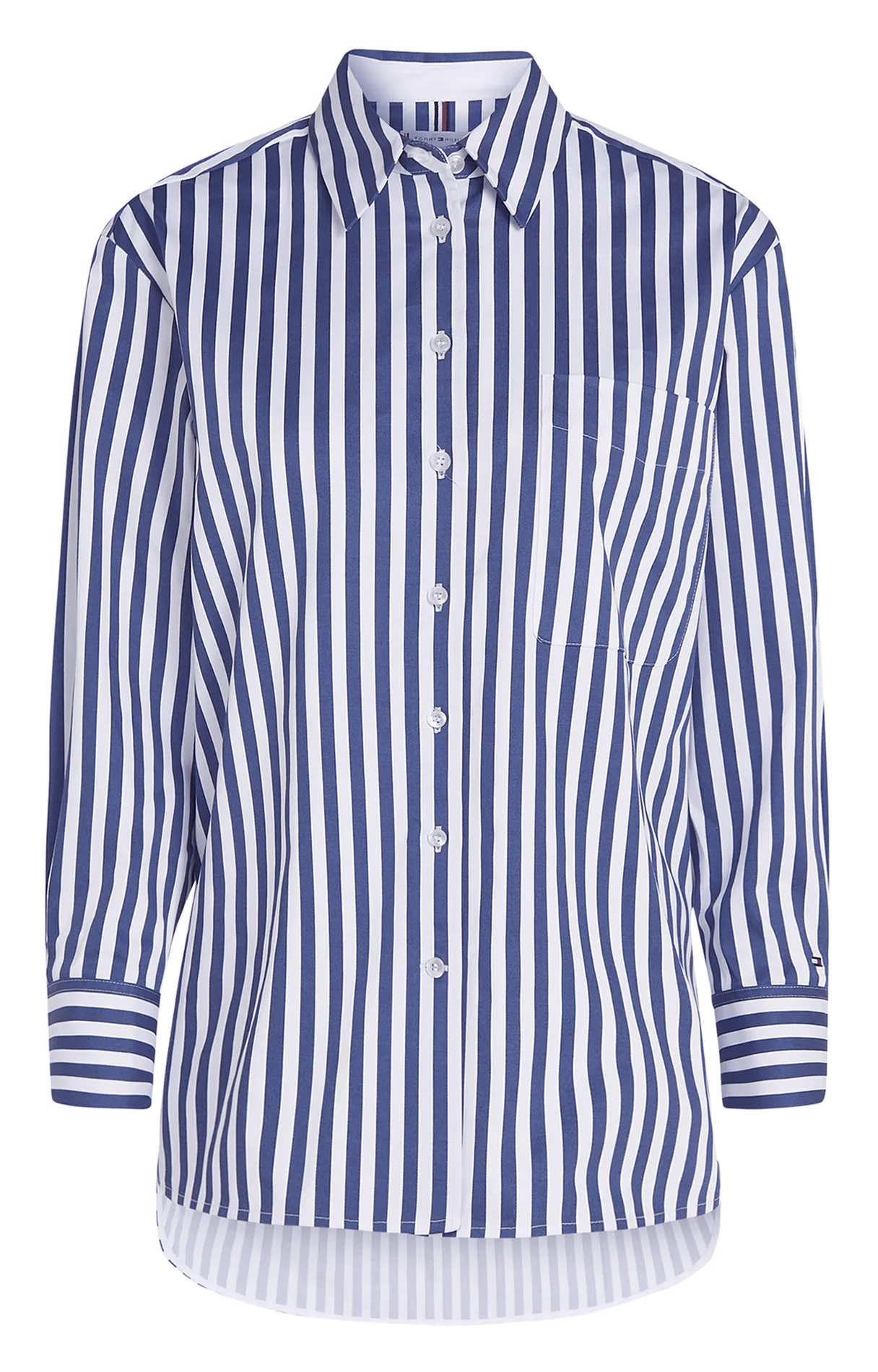  TOMMY HILFIGER   Camicia oversize a righe in misto cotone | Bianco